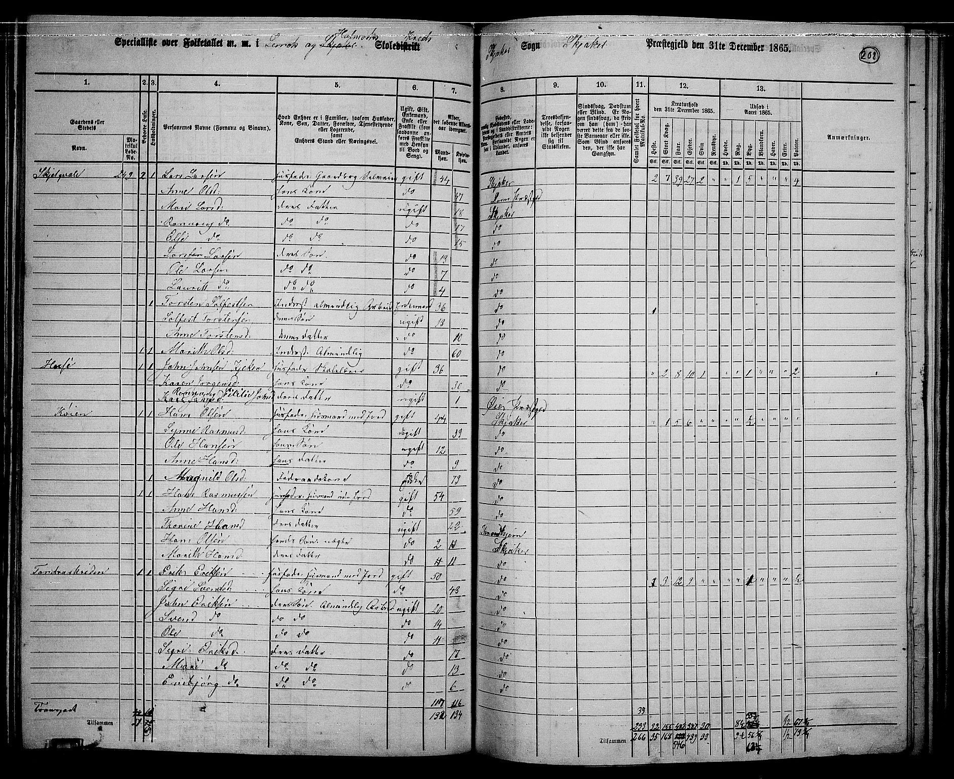 RA, 1865 census for Skjåk, 1865, p. 54