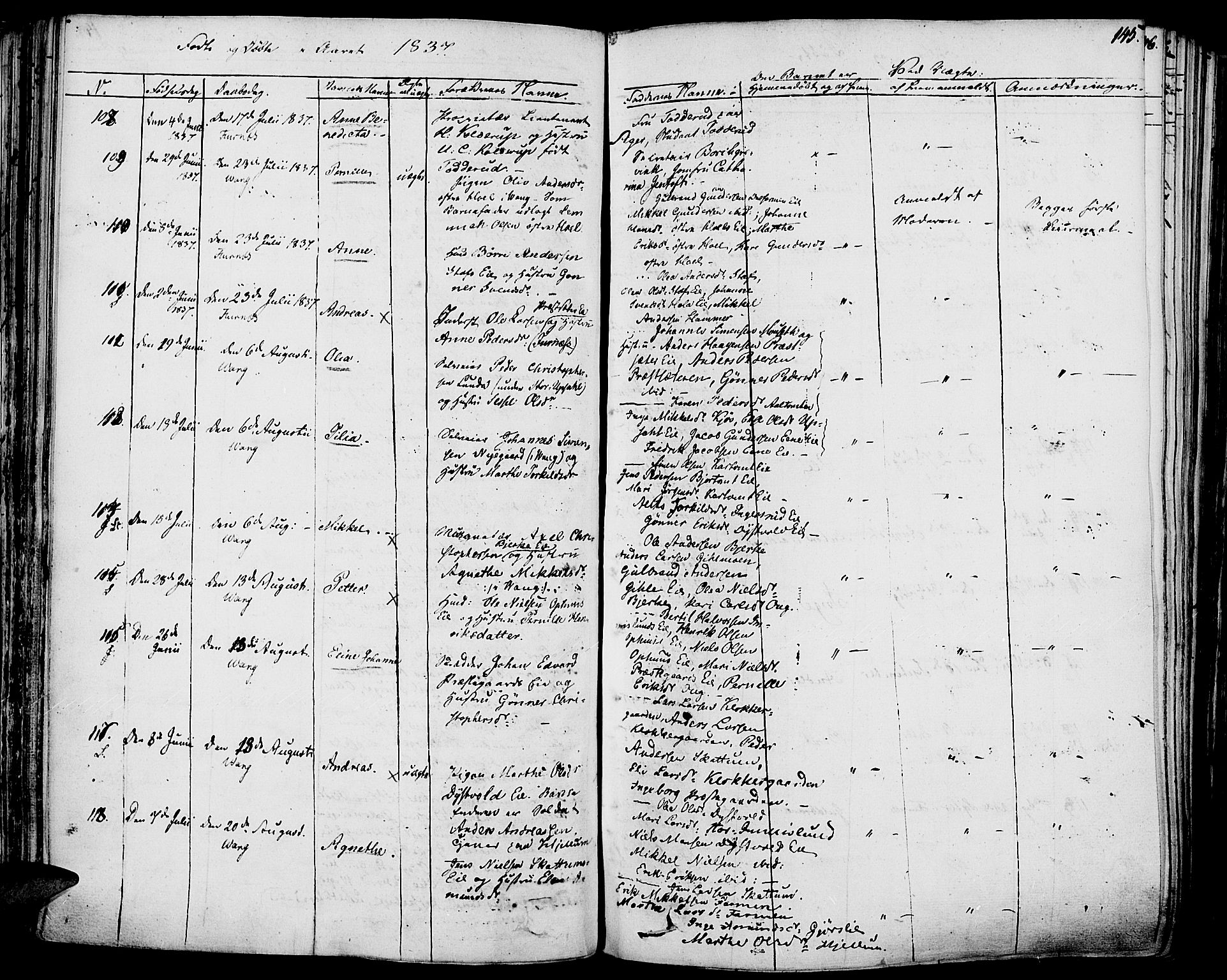 Vang prestekontor, Hedmark, AV/SAH-PREST-008/H/Ha/Haa/L0009: Parish register (official) no. 9, 1826-1841, p. 145