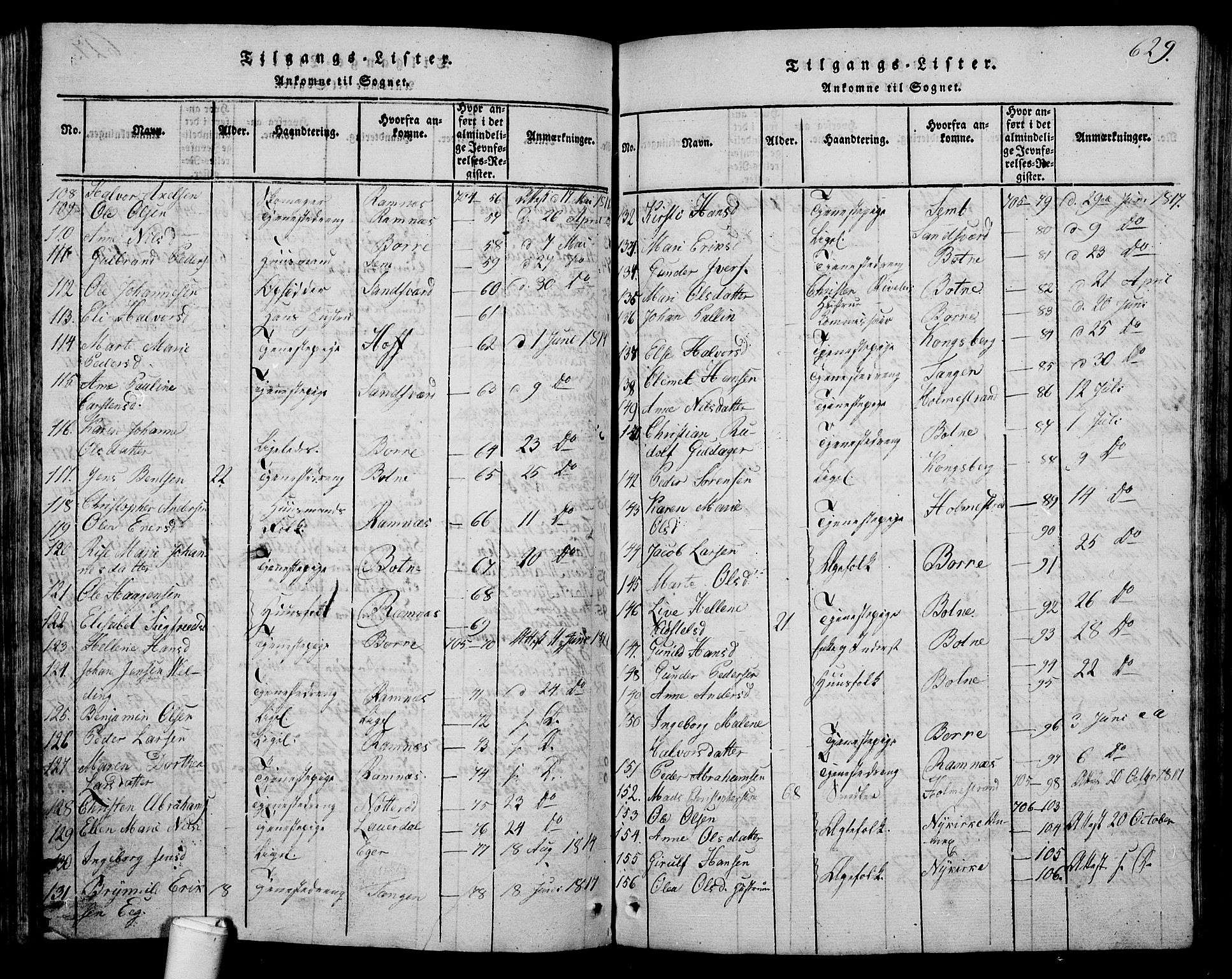 Våle kirkebøker, AV/SAKO-A-334/G/Ga/L0001: Parish register (copy) no. I 1, 1814-1824, p. 628-629