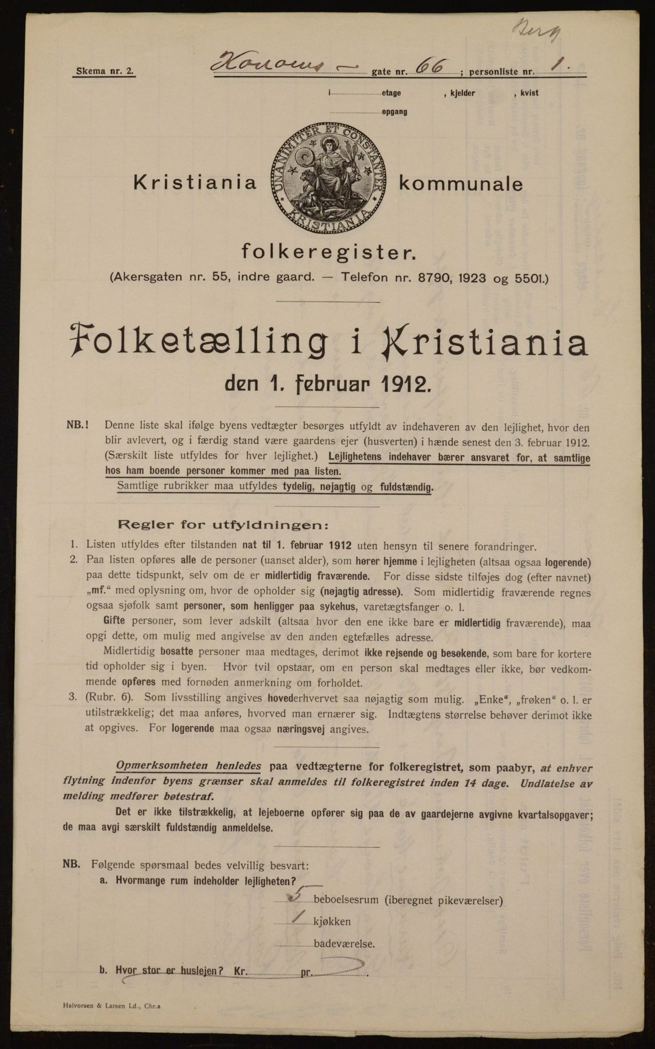 OBA, Municipal Census 1912 for Kristiania, 1912, p. 53673