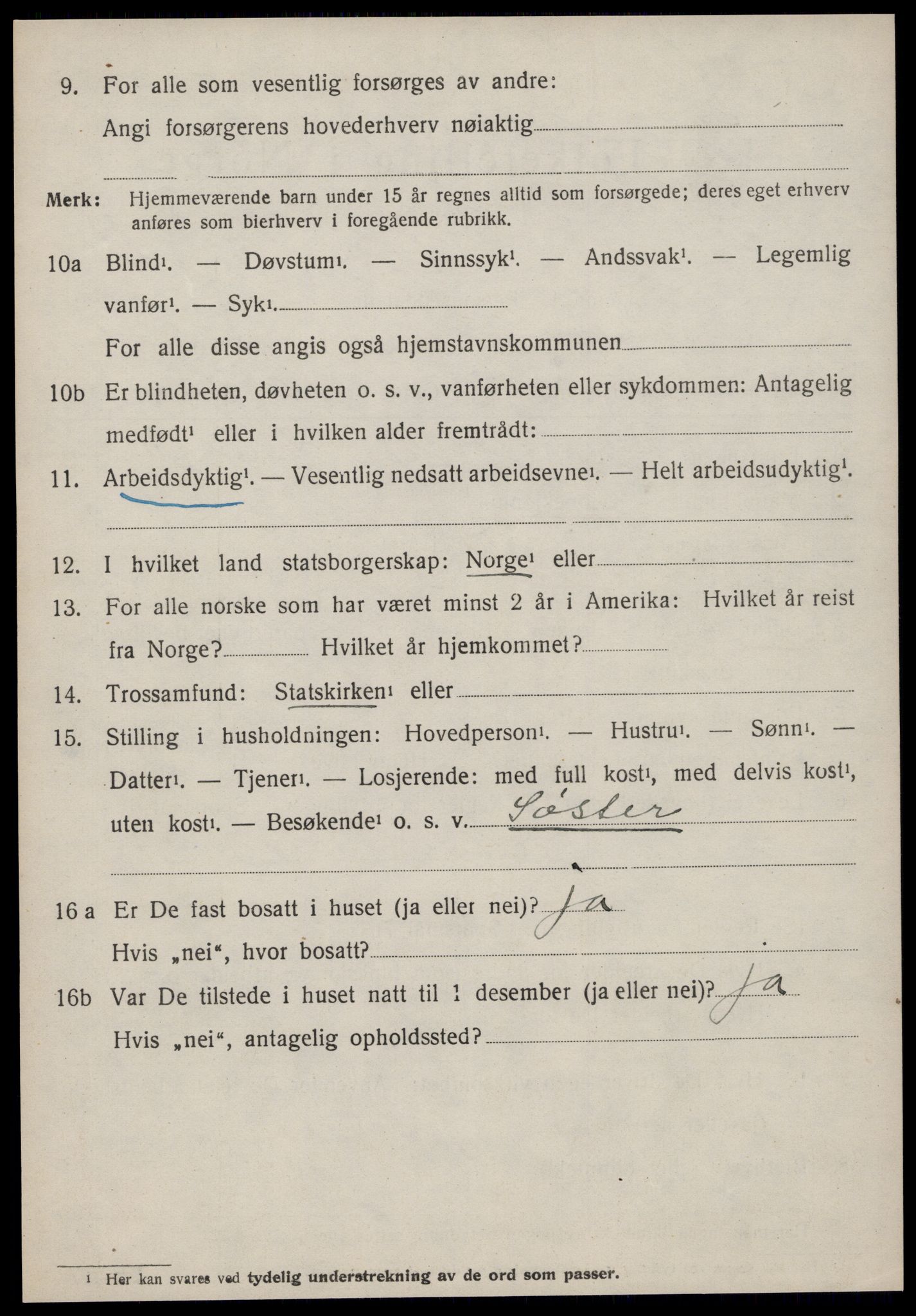 SAT, 1920 census for Nesset, 1920, p. 1189