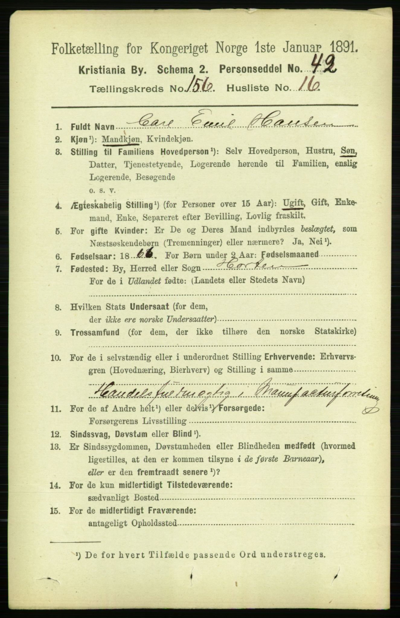 RA, 1891 census for 0301 Kristiania, 1891, p. 89124