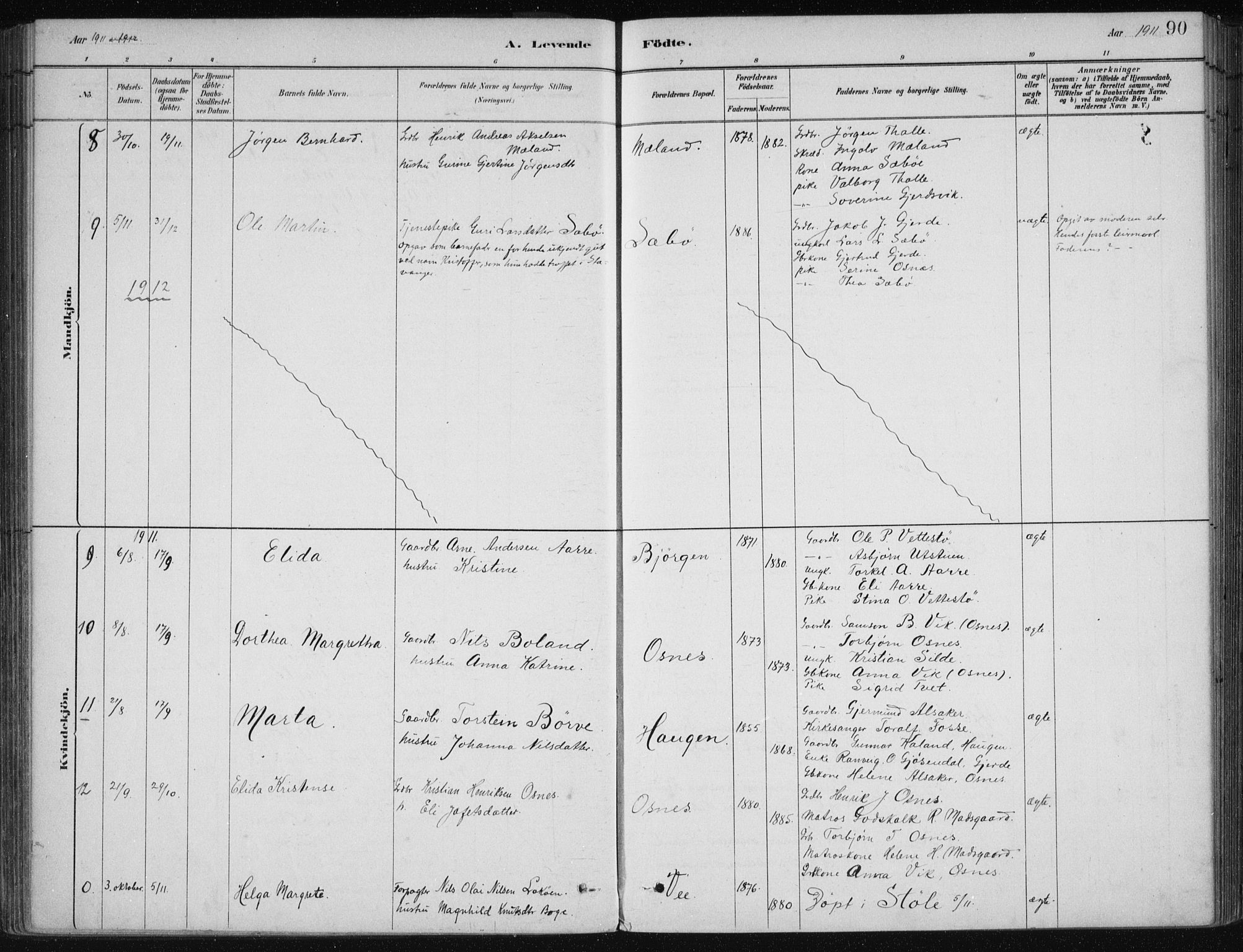 Etne sokneprestembete, AV/SAB-A-75001/H/Haa: Parish register (official) no. C  1, 1879-1919, p. 90