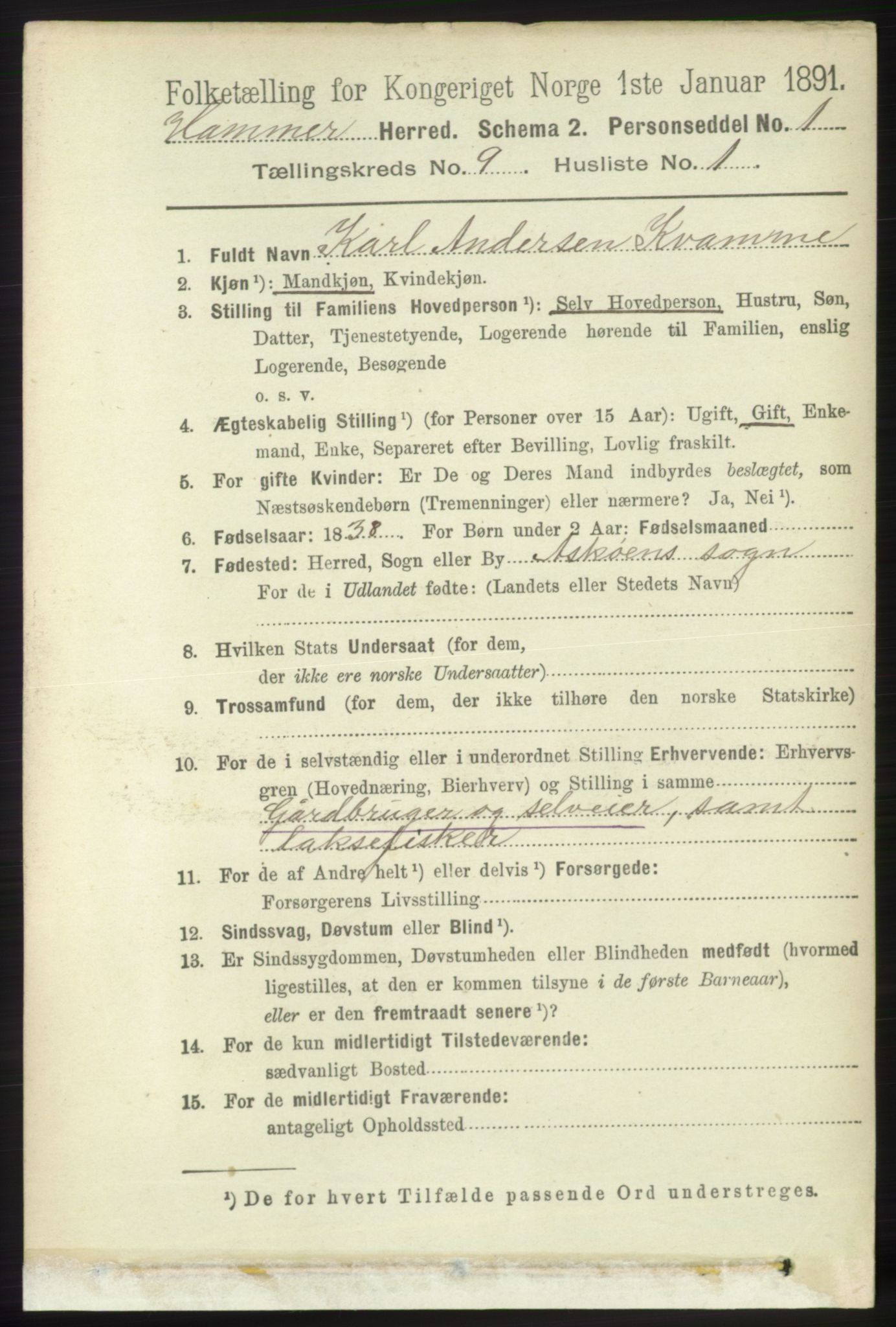 RA, 1891 census for 1254 Hamre, 1891, p. 2294