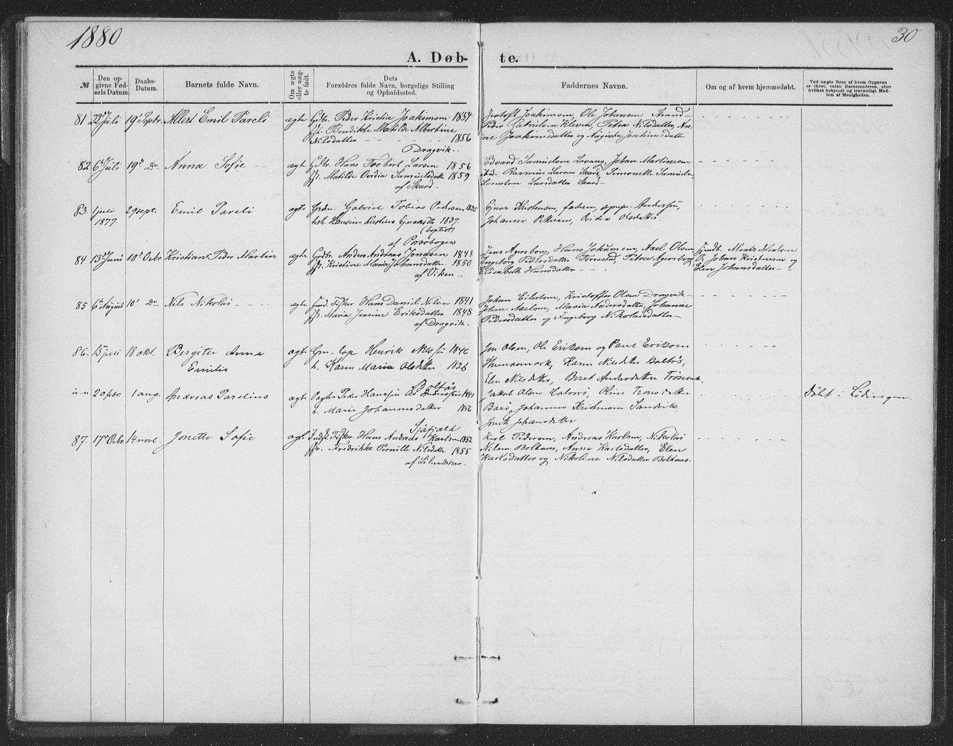 Ministerialprotokoller, klokkerbøker og fødselsregistre - Nordland, AV/SAT-A-1459/863/L0913: Parish register (copy) no. 863C03, 1877-1885, p. 30