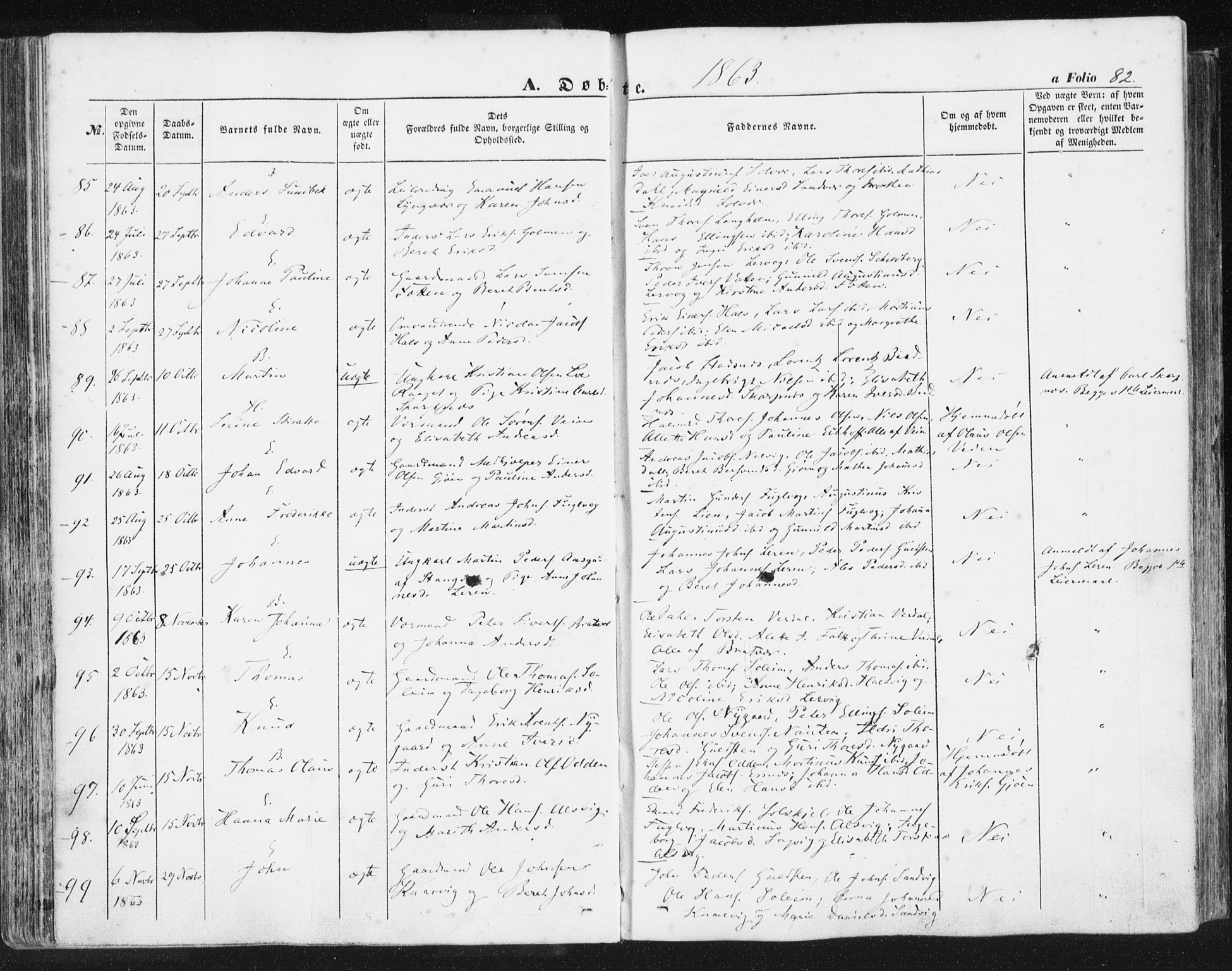 Ministerialprotokoller, klokkerbøker og fødselsregistre - Møre og Romsdal, AV/SAT-A-1454/581/L0937: Parish register (official) no. 581A05, 1853-1872, p. 82