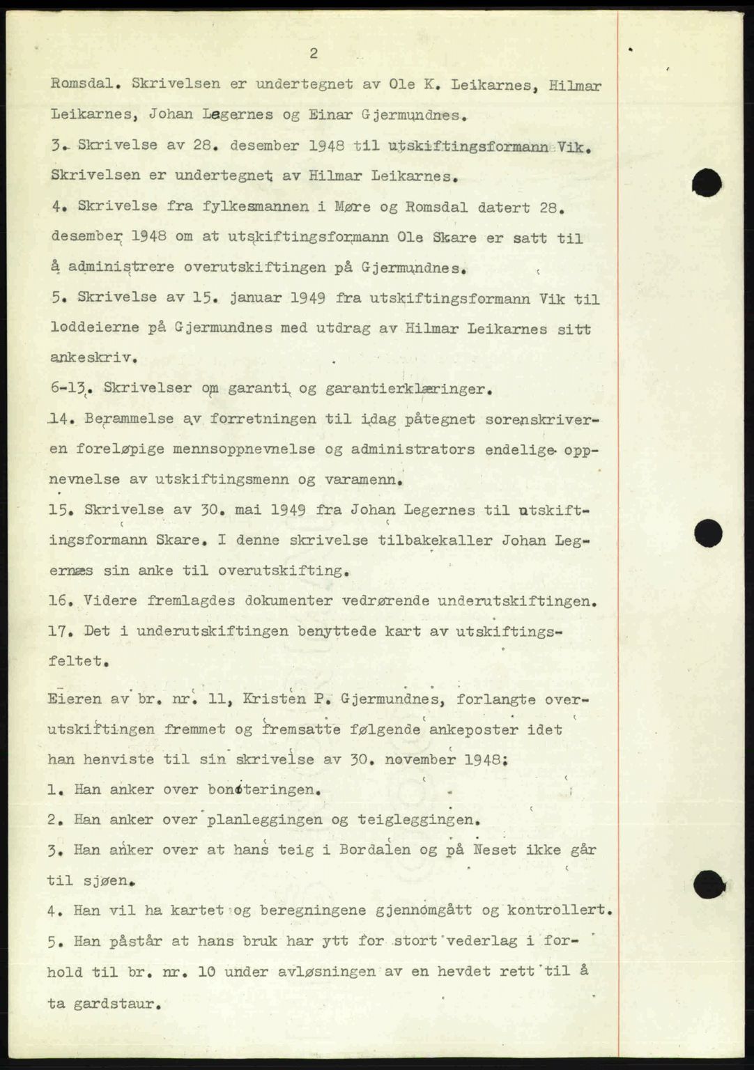 Romsdal sorenskriveri, AV/SAT-A-4149/1/2/2C: Mortgage book no. A31, 1949-1949, Diary no: : 3368/1949