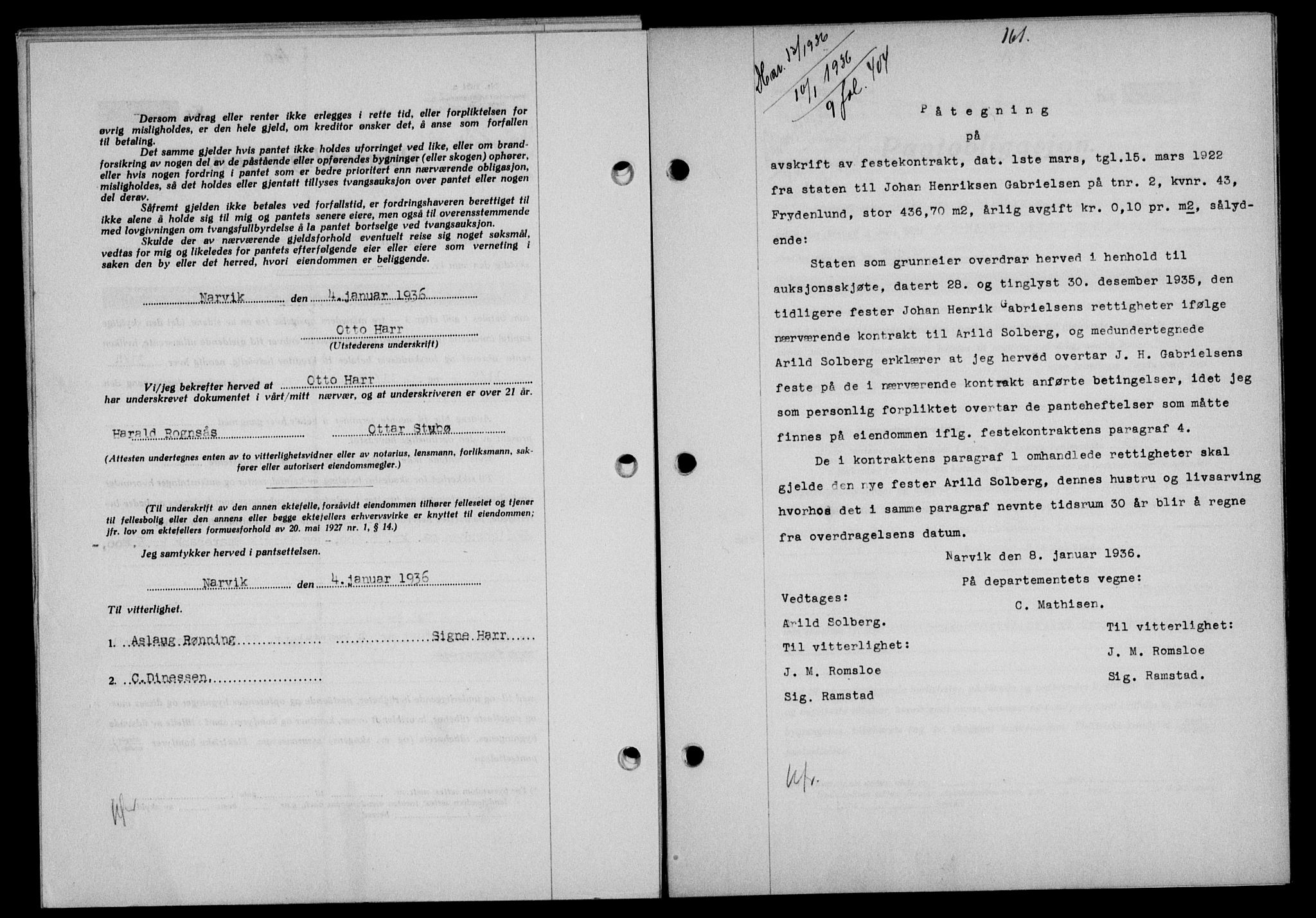 Narvik sorenskriveri, SAT/A-0002/1/2/2C/2Ca/L0011: Mortgage book no. 14, 1935-1937, Deed date: 10.01.1936