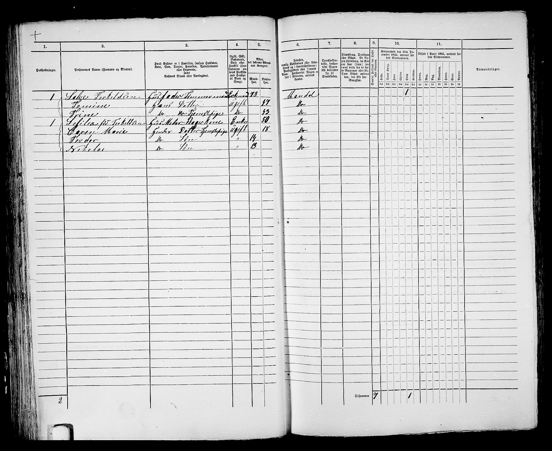 RA, 1865 census for Mandal/Mandal, 1865, p. 567