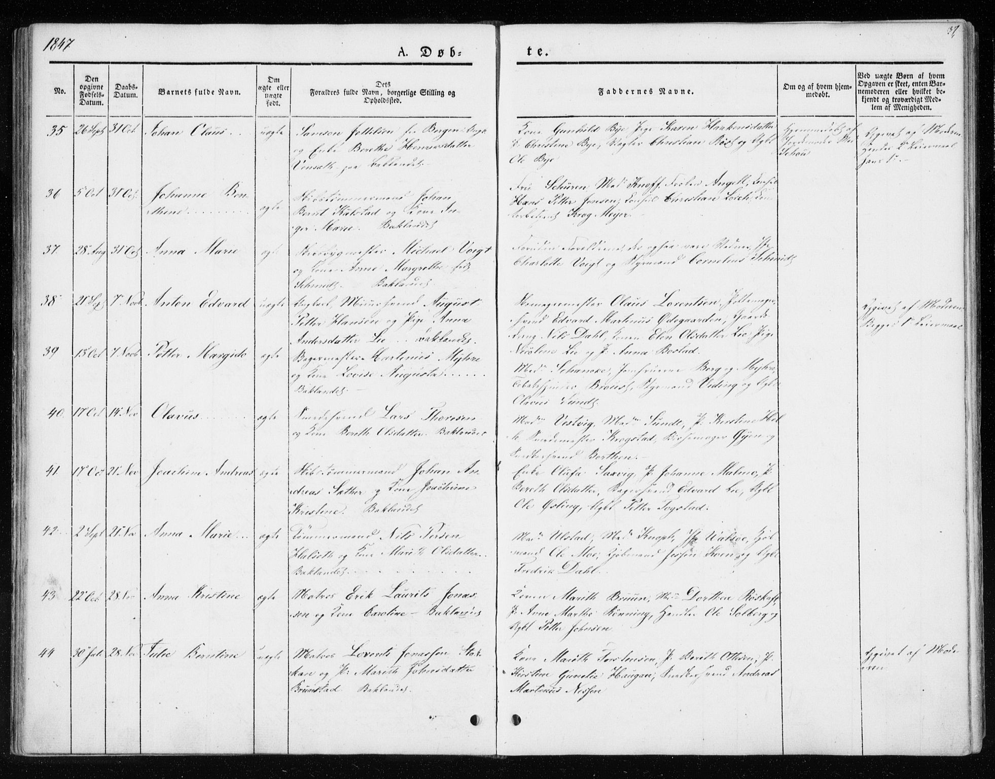 Ministerialprotokoller, klokkerbøker og fødselsregistre - Sør-Trøndelag, SAT/A-1456/604/L0183: Parish register (official) no. 604A04, 1841-1850, p. 37