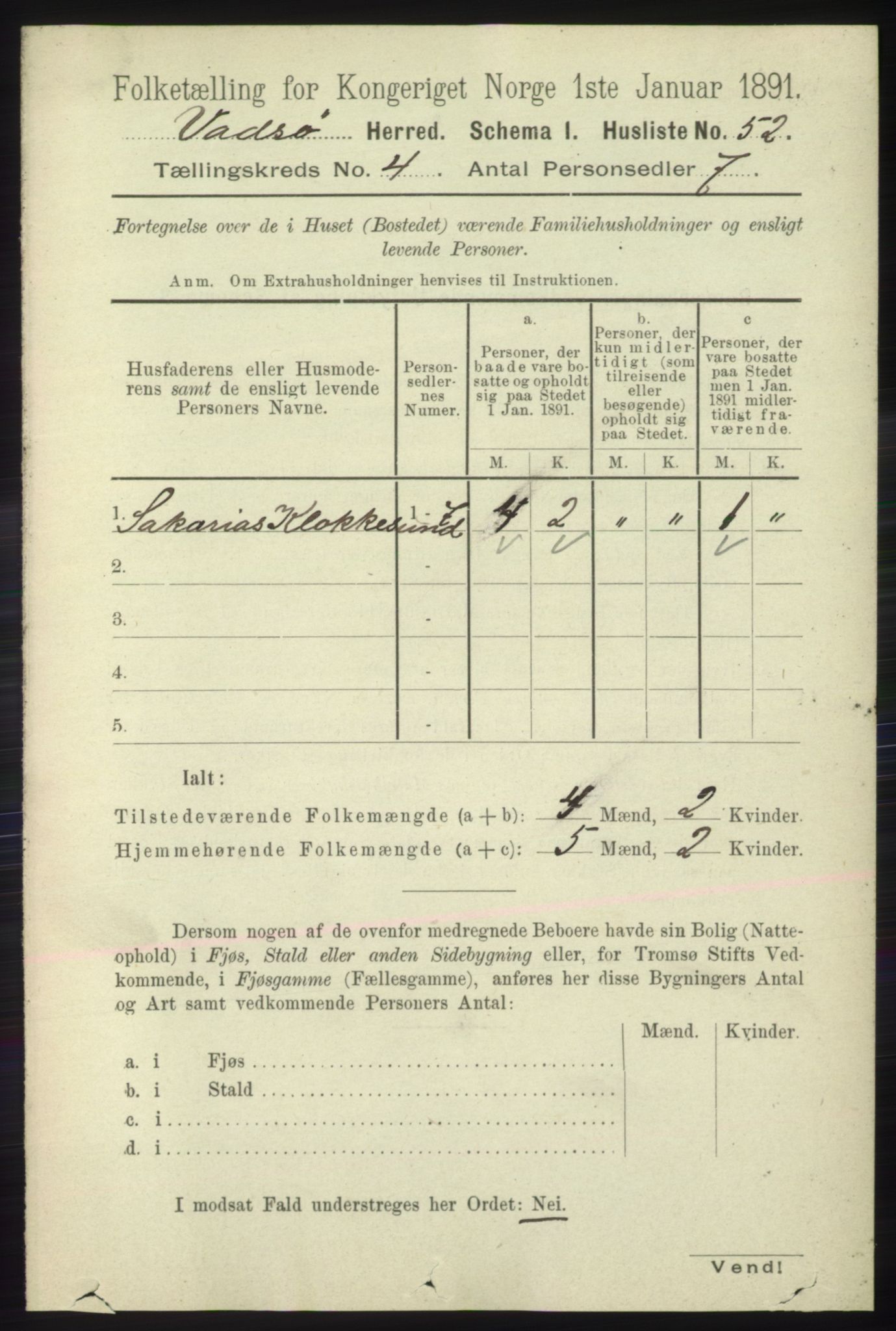 RA, 1891 census for 2029 Vadsø, 1891, p. 1195