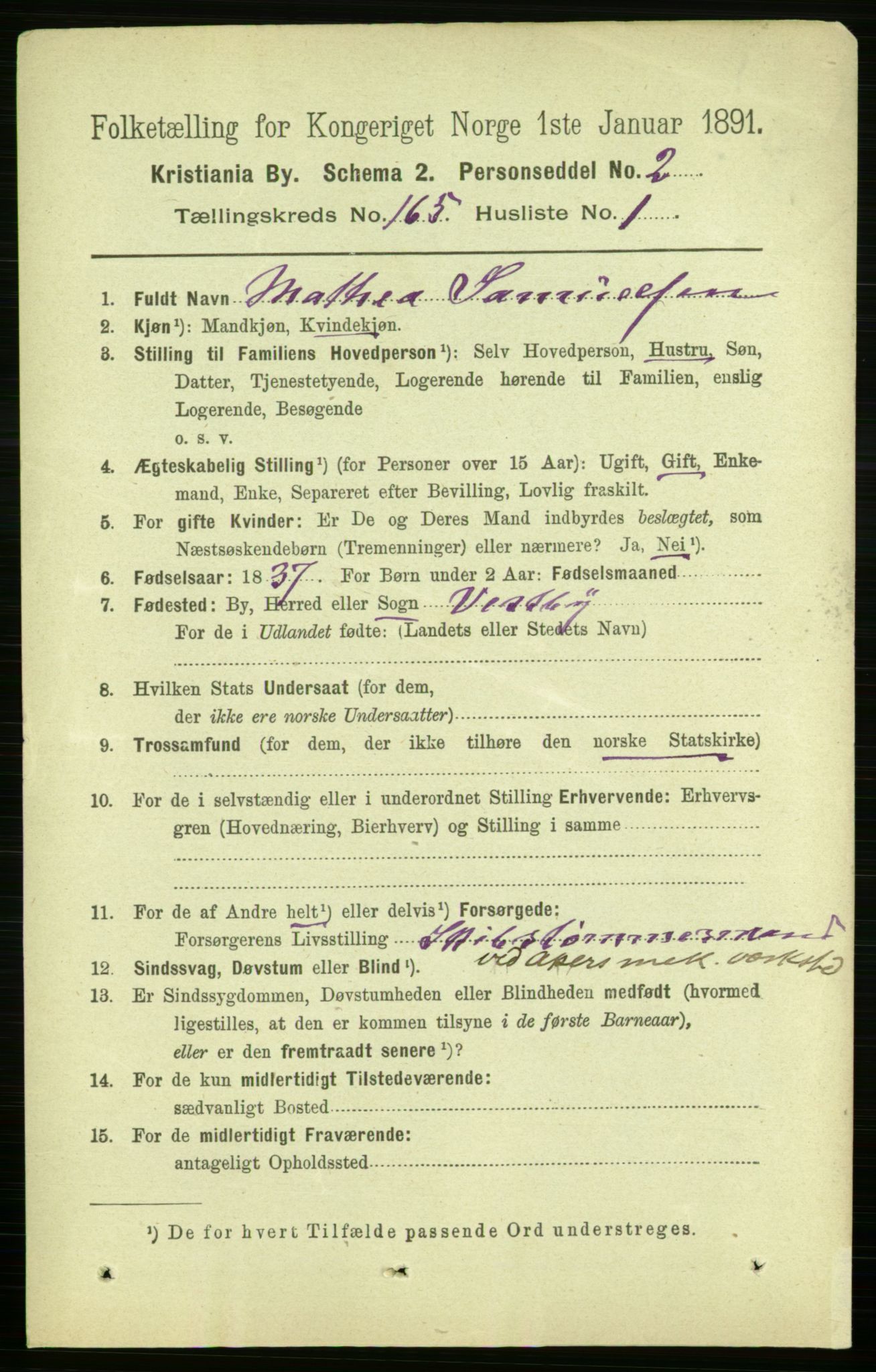 RA, 1891 census for 0301 Kristiania, 1891, p. 95345