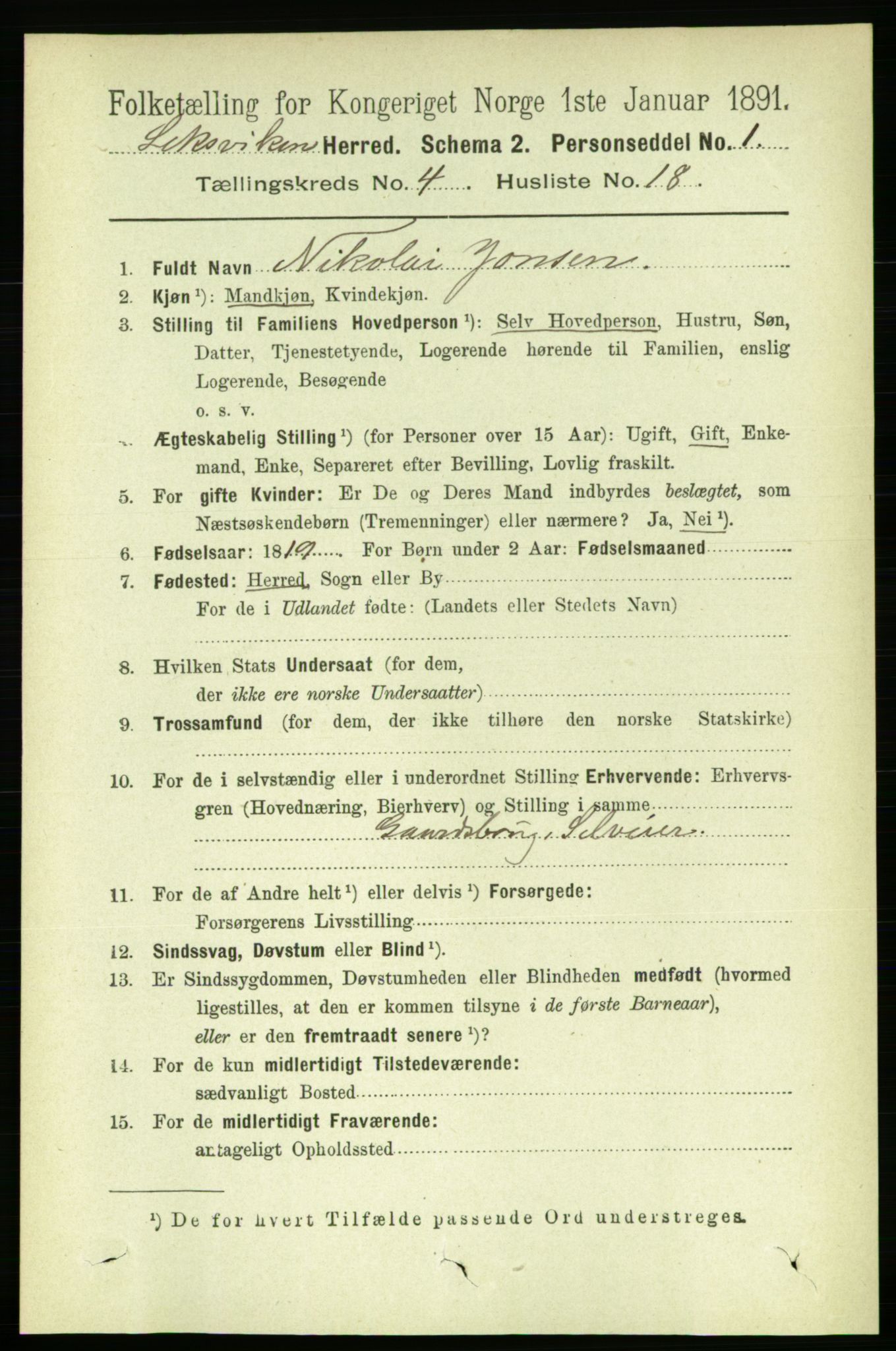 RA, 1891 census for 1718 Leksvik, 1891, p. 2020