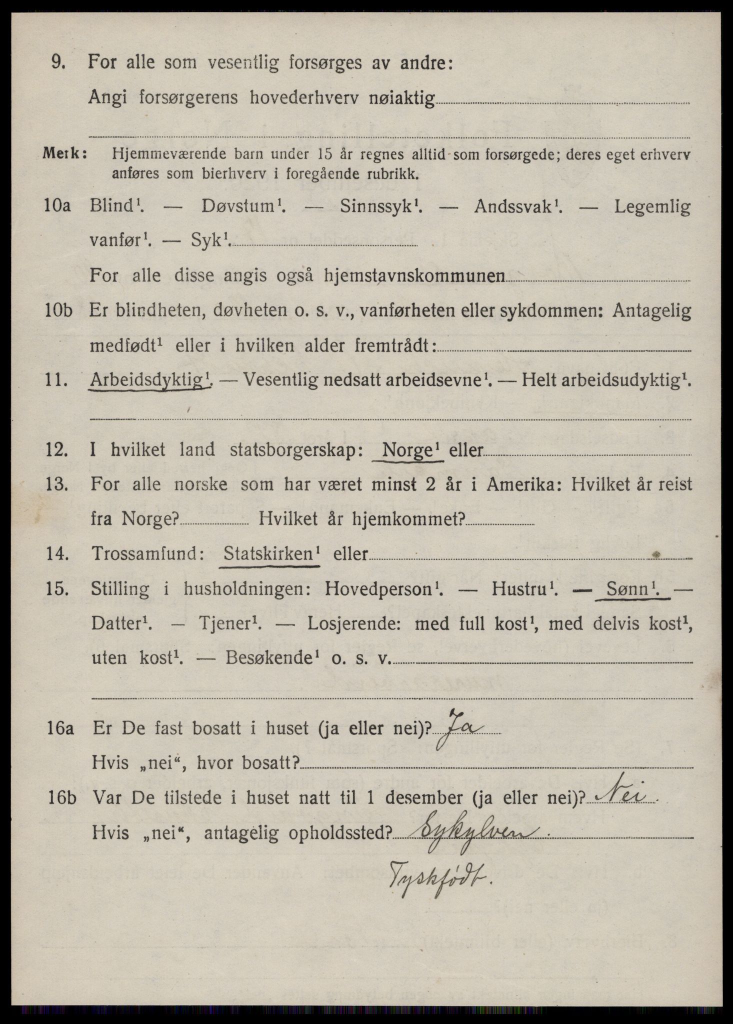 SAT, 1920 census for Borgund, 1920, p. 9537