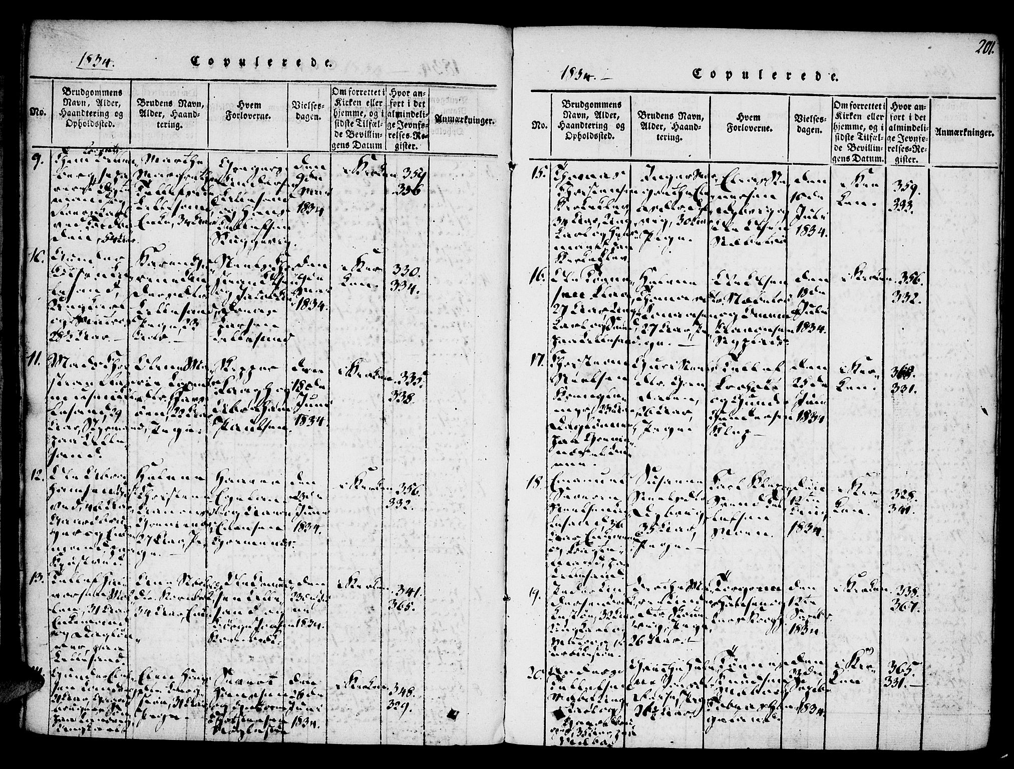 Vestre Moland sokneprestkontor, AV/SAK-1111-0046/F/Fa/Fab/L0003: Parish register (official) no. A 3, 1816-1843, p. 201