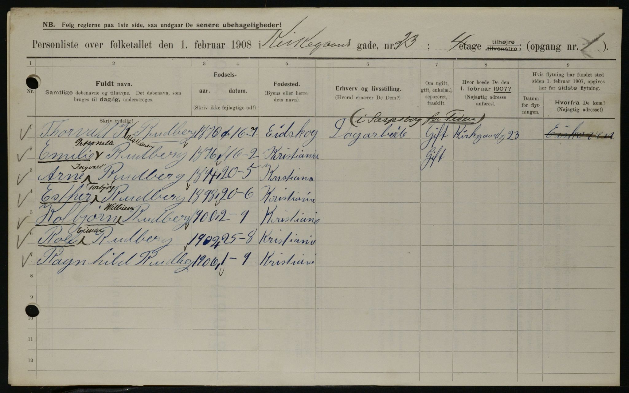 OBA, Municipal Census 1908 for Kristiania, 1908, p. 45577