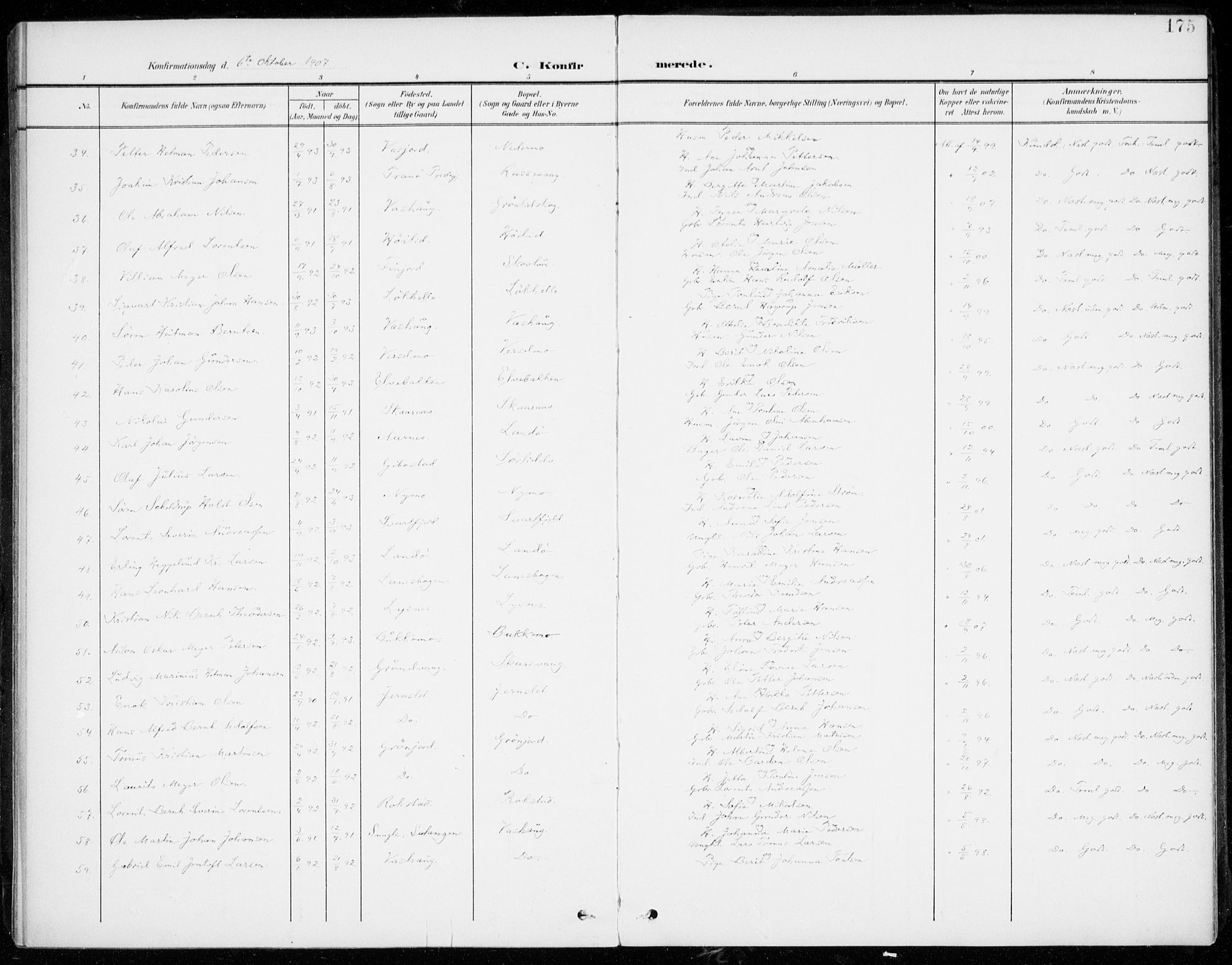 Lenvik sokneprestembete, SATØ/S-1310/H/Ha/Haa/L0014kirke: Parish register (official) no. 14, 1899-1909, p. 175