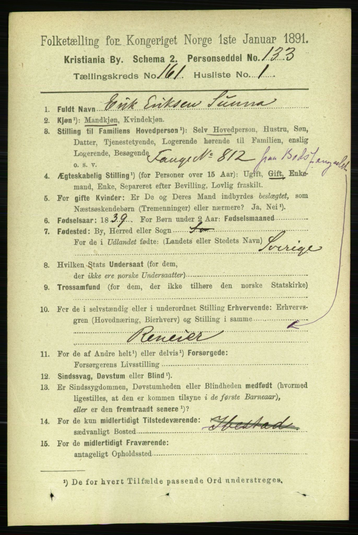 RA, 1891 census for 0301 Kristiania, 1891, p. 91551