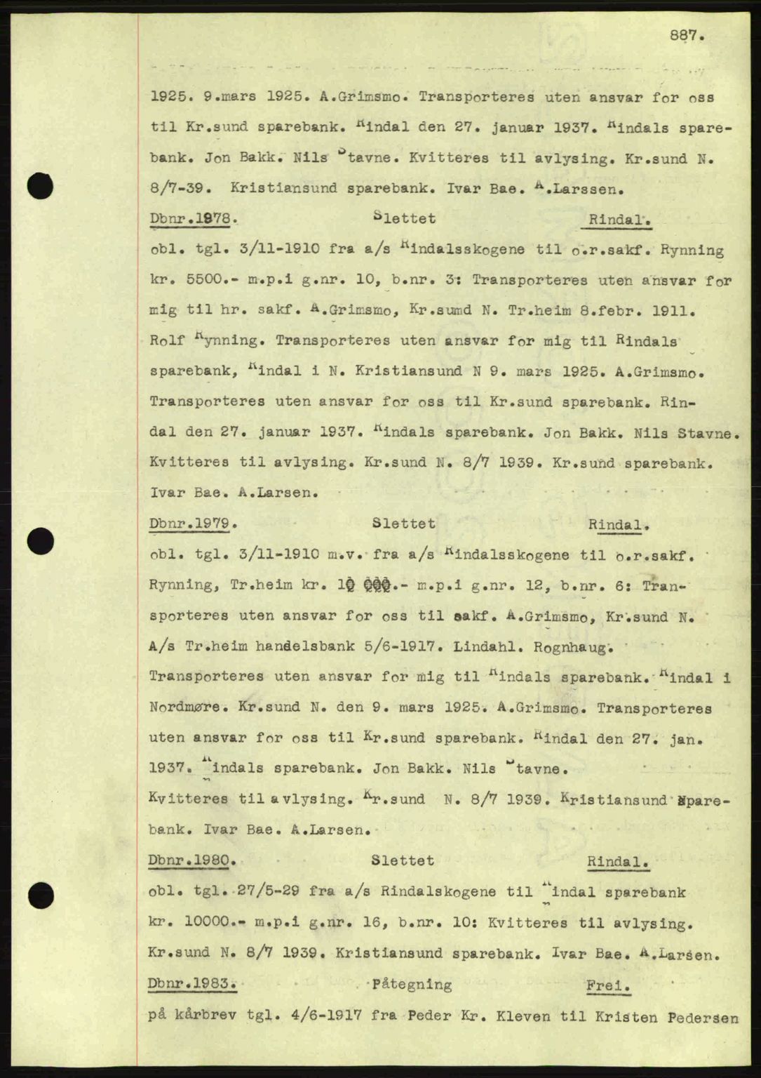 Nordmøre sorenskriveri, AV/SAT-A-4132/1/2/2Ca: Mortgage book no. C80, 1936-1939, Diary no: : 1978/1939