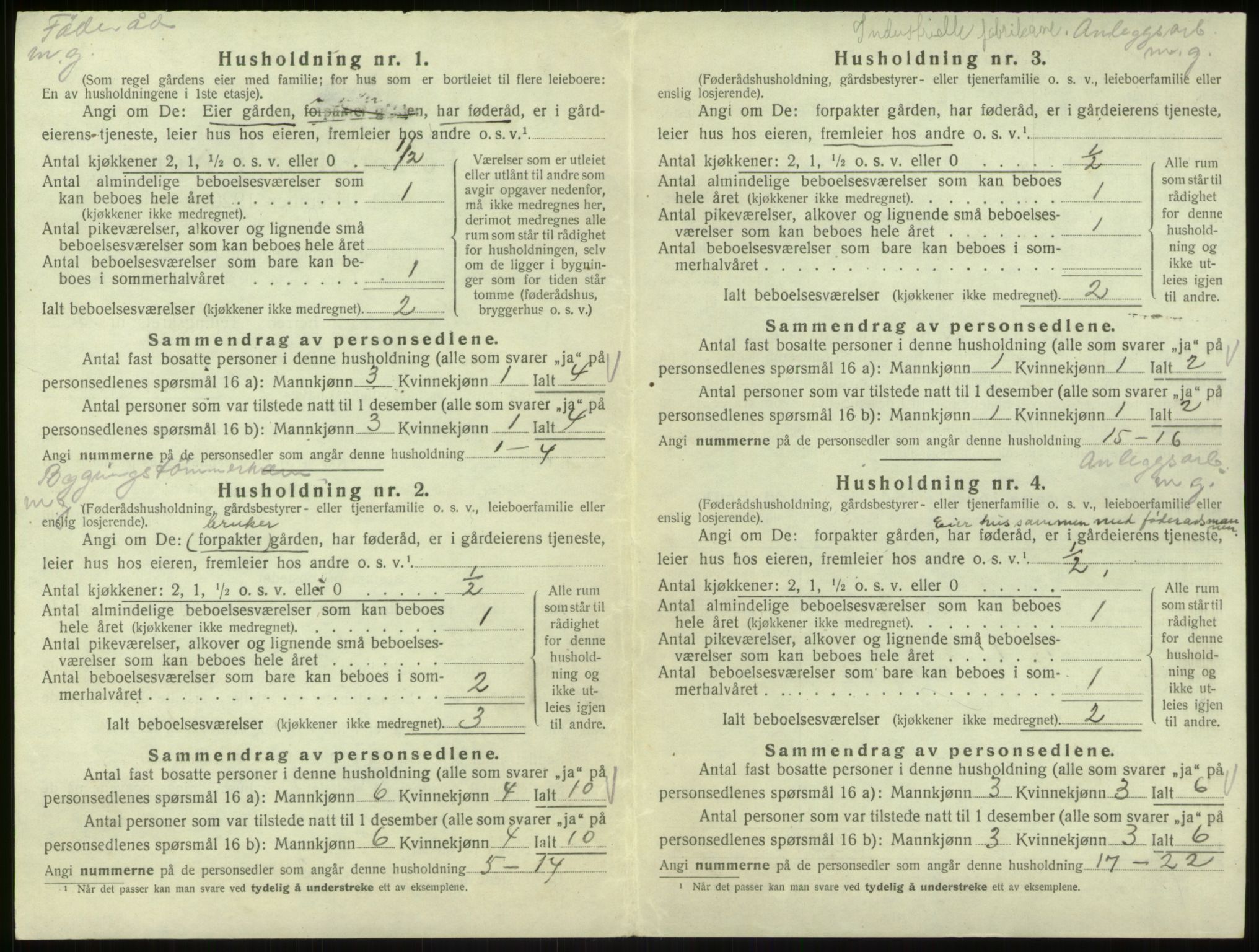 SAB, 1920 census for Hosanger, 1920, p. 447