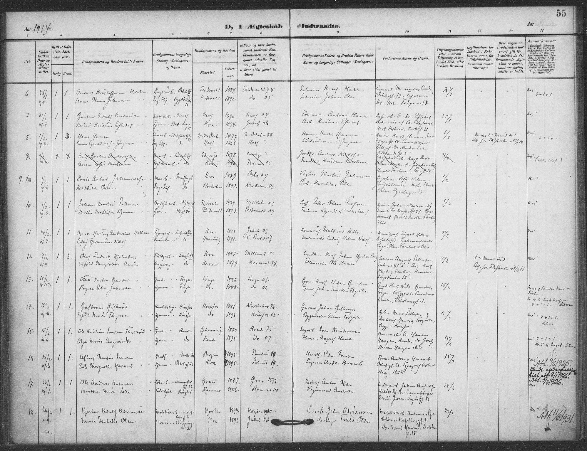 Jakob prestekontor Kirkebøker, AV/SAO-A-10850/F/Fa/L0010: Parish register (official) no. 10, 1908-1922, p. 55