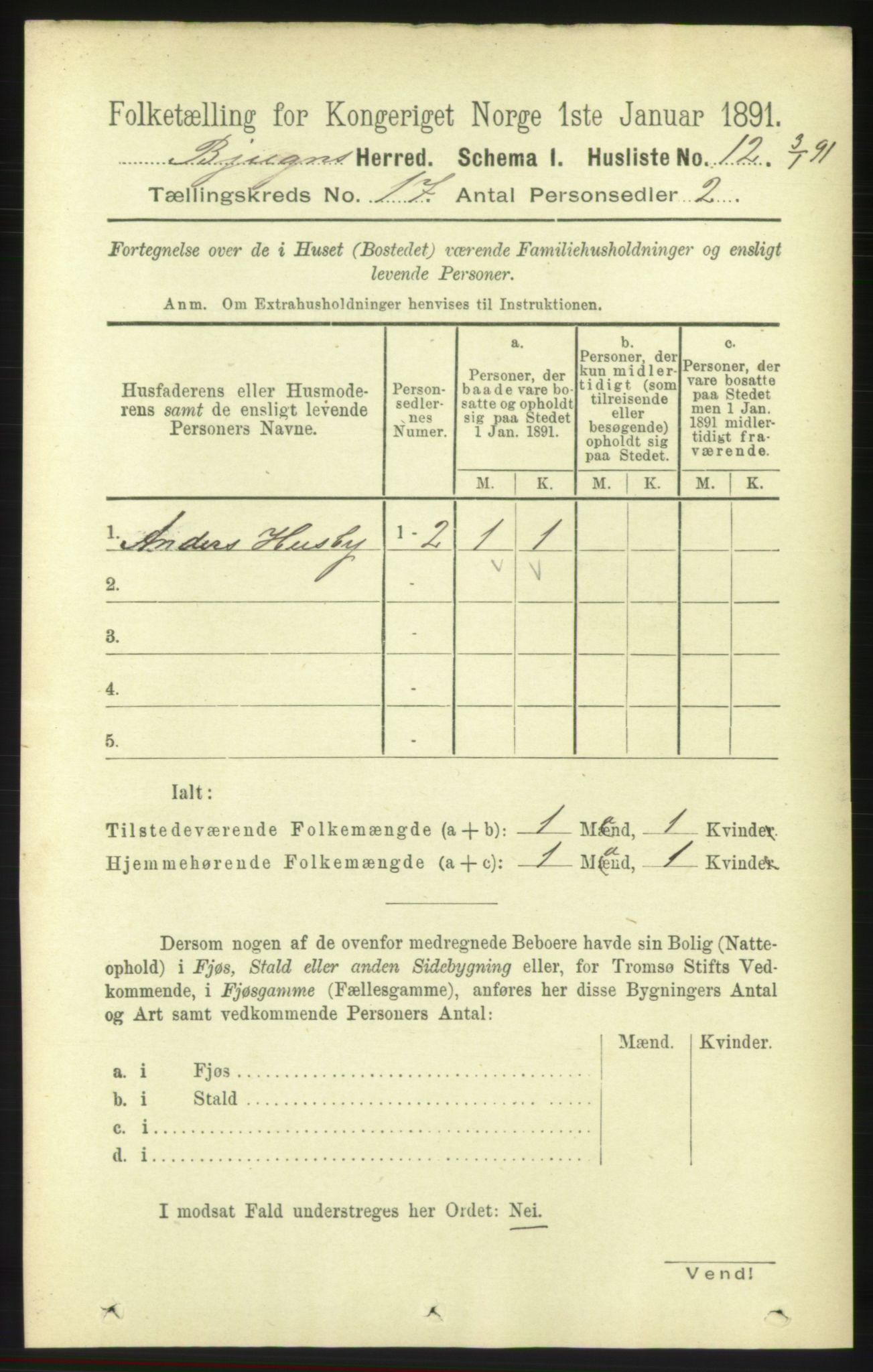 RA, 1891 census for 1627 Bjugn, 1891, p. 4677