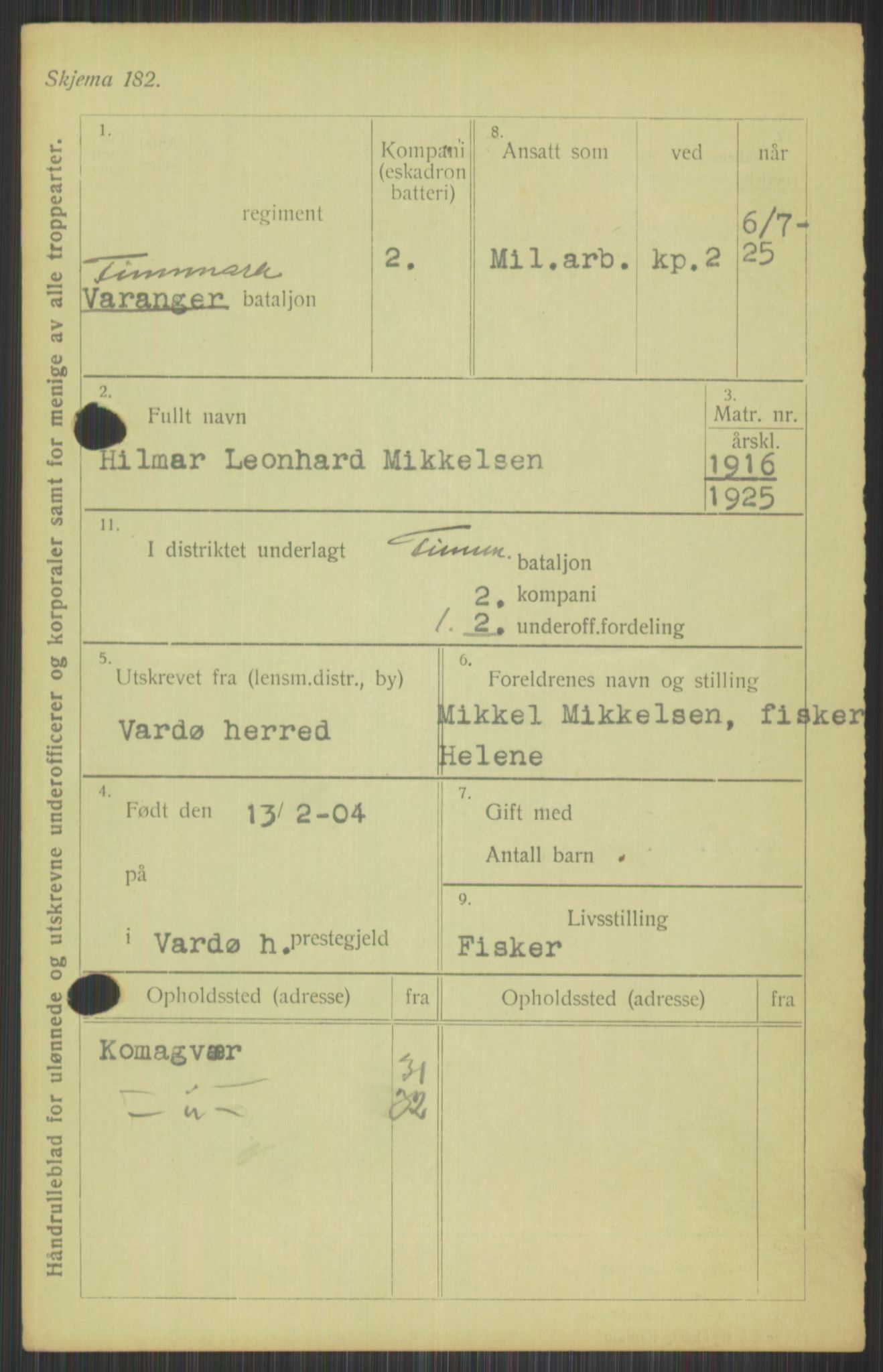 Forsvaret, Varanger bataljon, AV/RA-RAFA-2258/1/D/L0440: Rulleblad for fødte 1892-1912, 1892-1912, p. 757