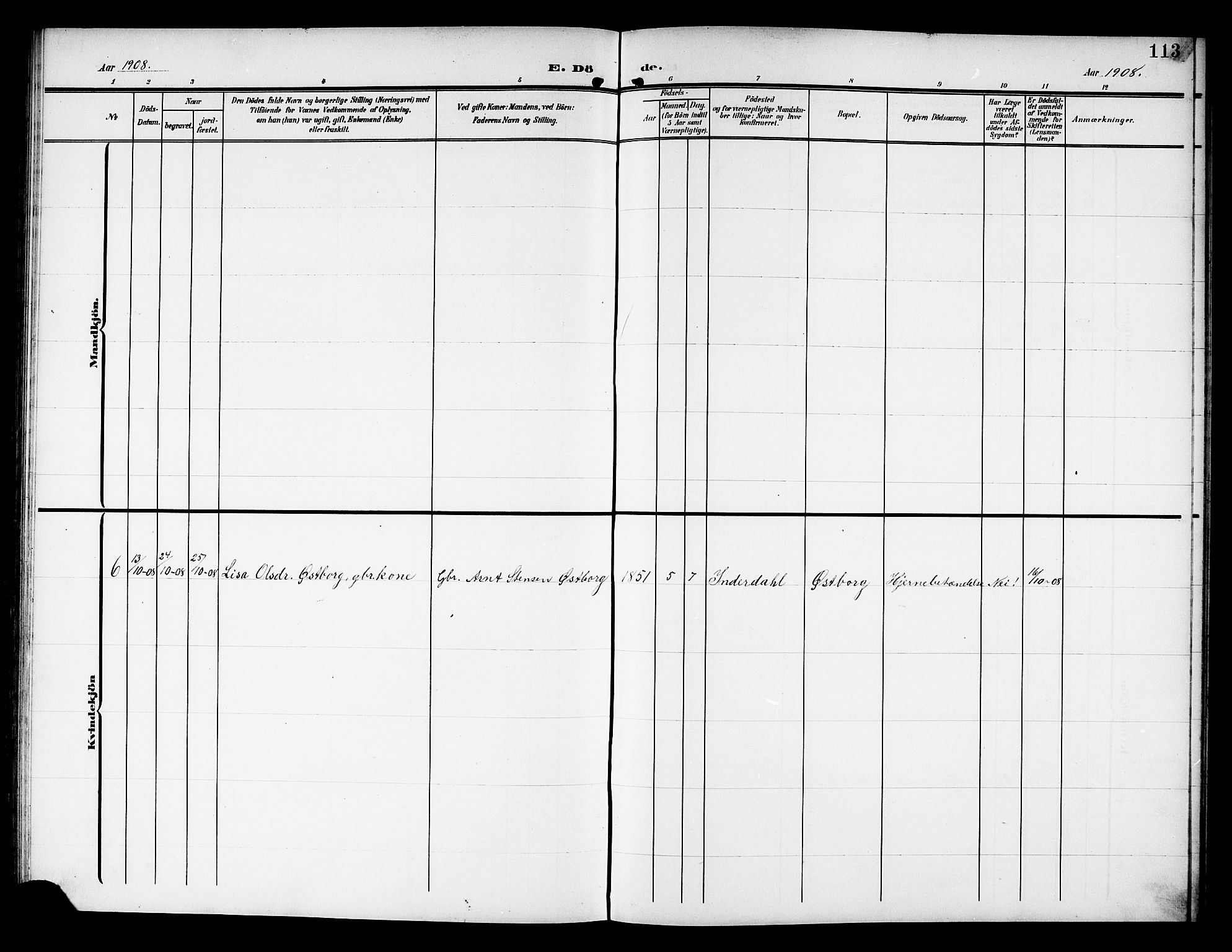 Ministerialprotokoller, klokkerbøker og fødselsregistre - Nord-Trøndelag, SAT/A-1458/757/L0506: Parish register (copy) no. 757C01, 1904-1922, p. 113