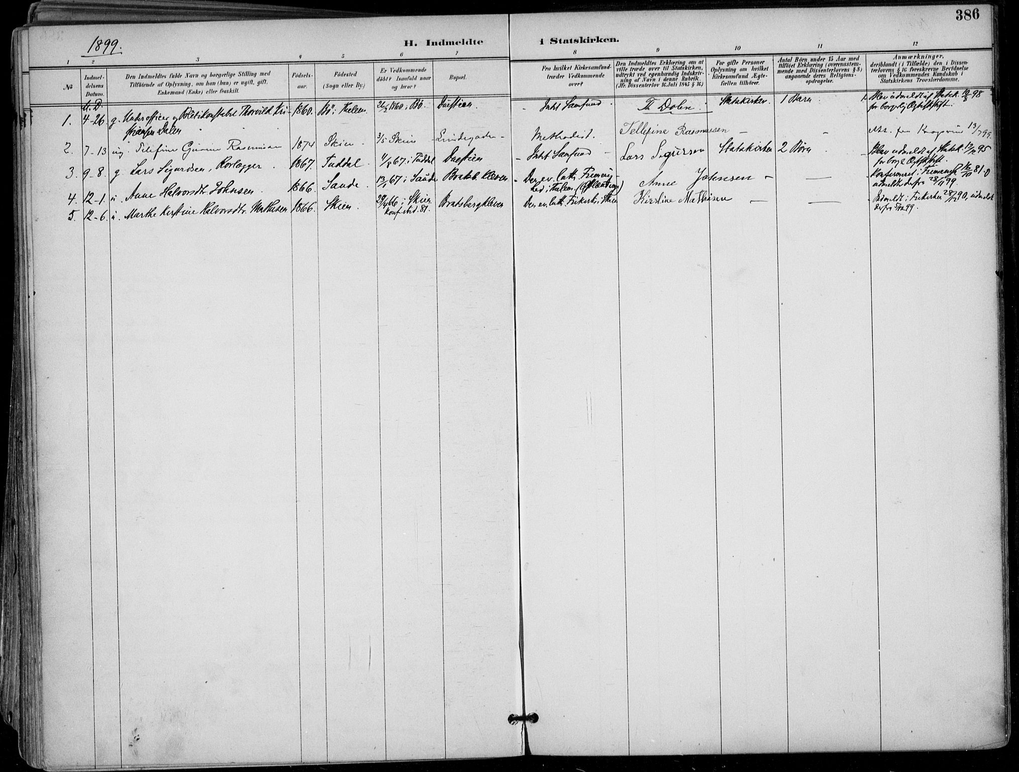 Skien kirkebøker, SAKO/A-302/F/Fa/L0010: Parish register (official) no. 10, 1891-1899, p. 386