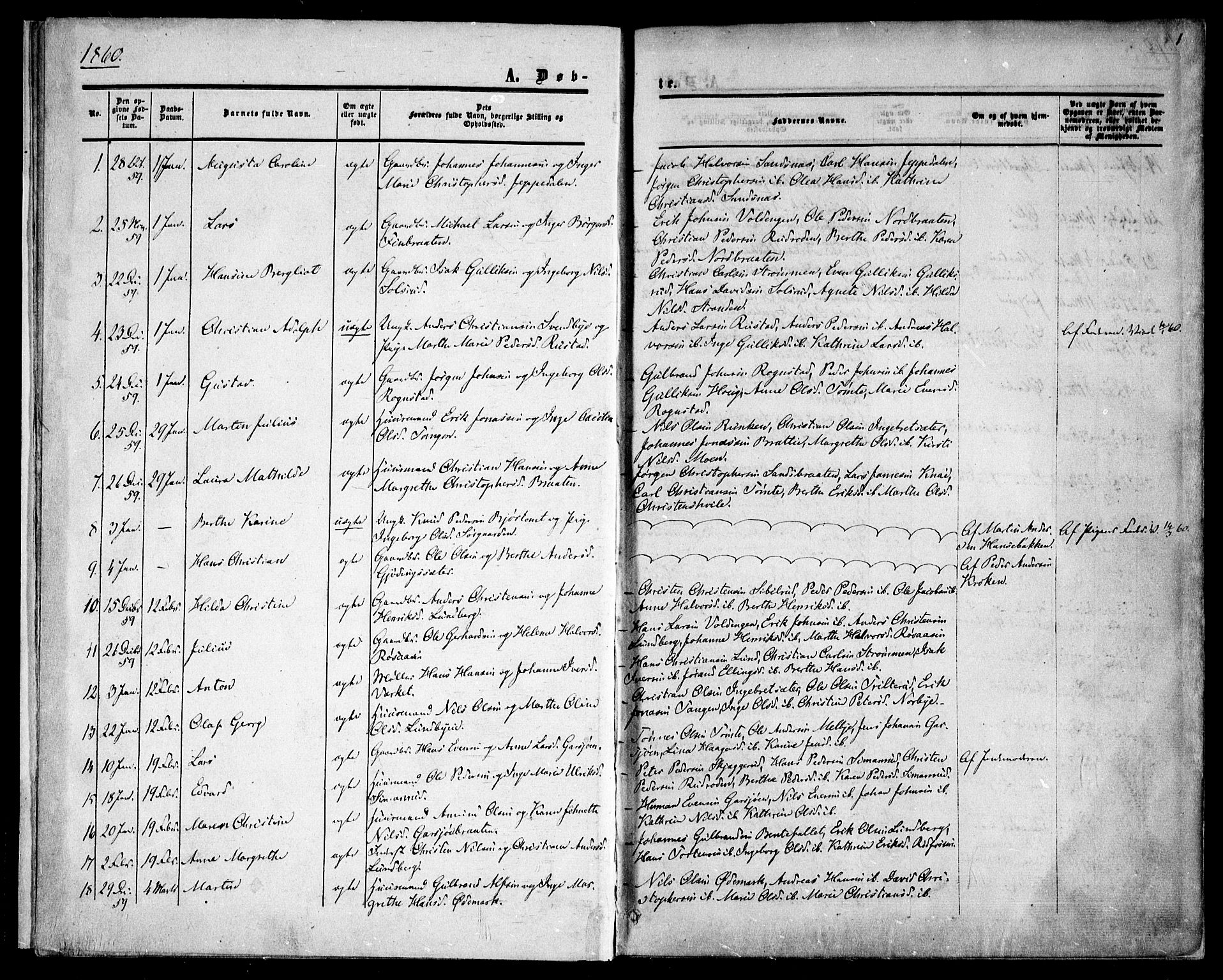 Hurdal prestekontor Kirkebøker, SAO/A-10889/F/Fa/L0006: Parish register (official) no. I 6, 1860-1877, p. 1