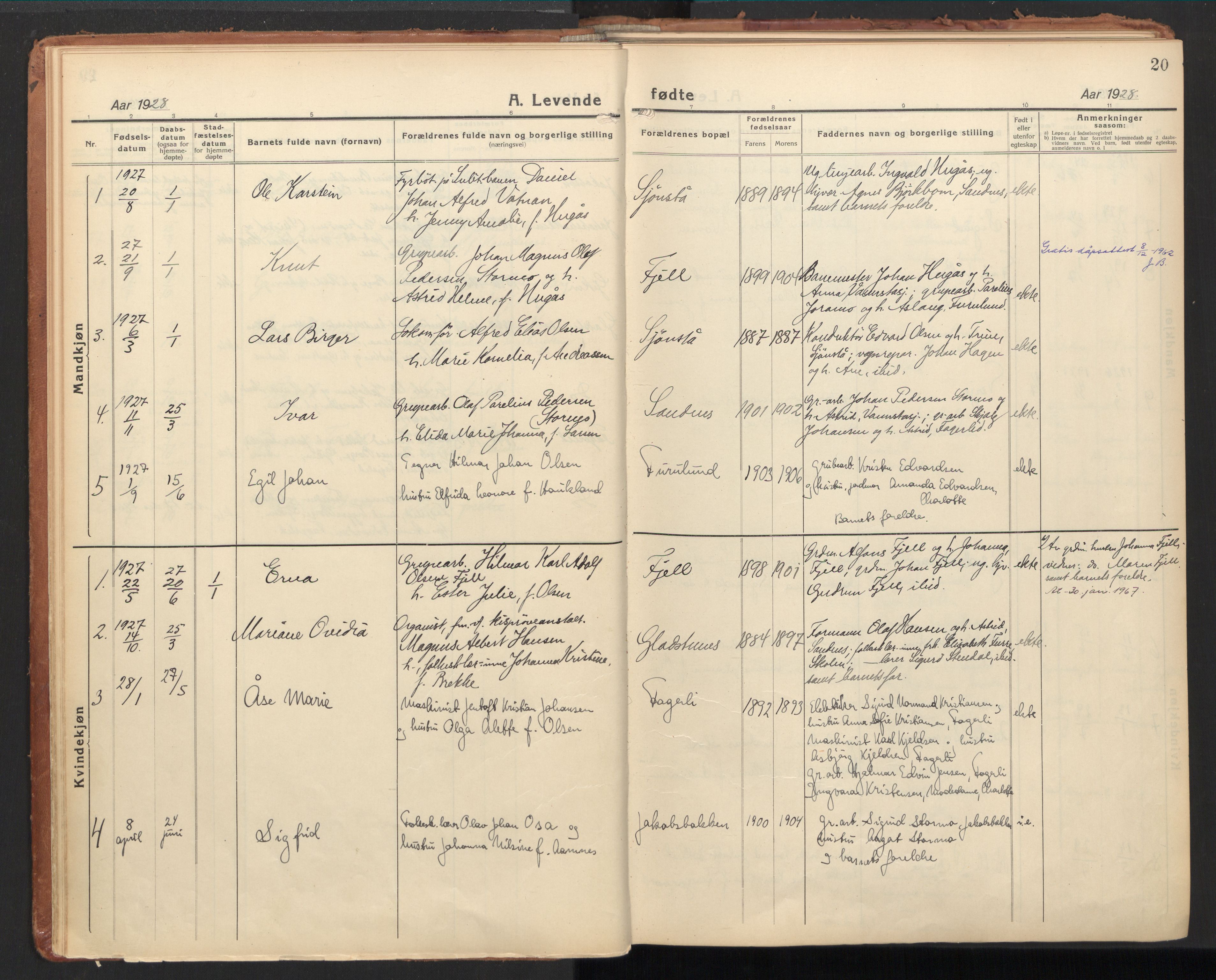 Ministerialprotokoller, klokkerbøker og fødselsregistre - Nordland, SAT/A-1459/850/L0716: Curate's parish register no. 850B06, 1924-1938, p. 20