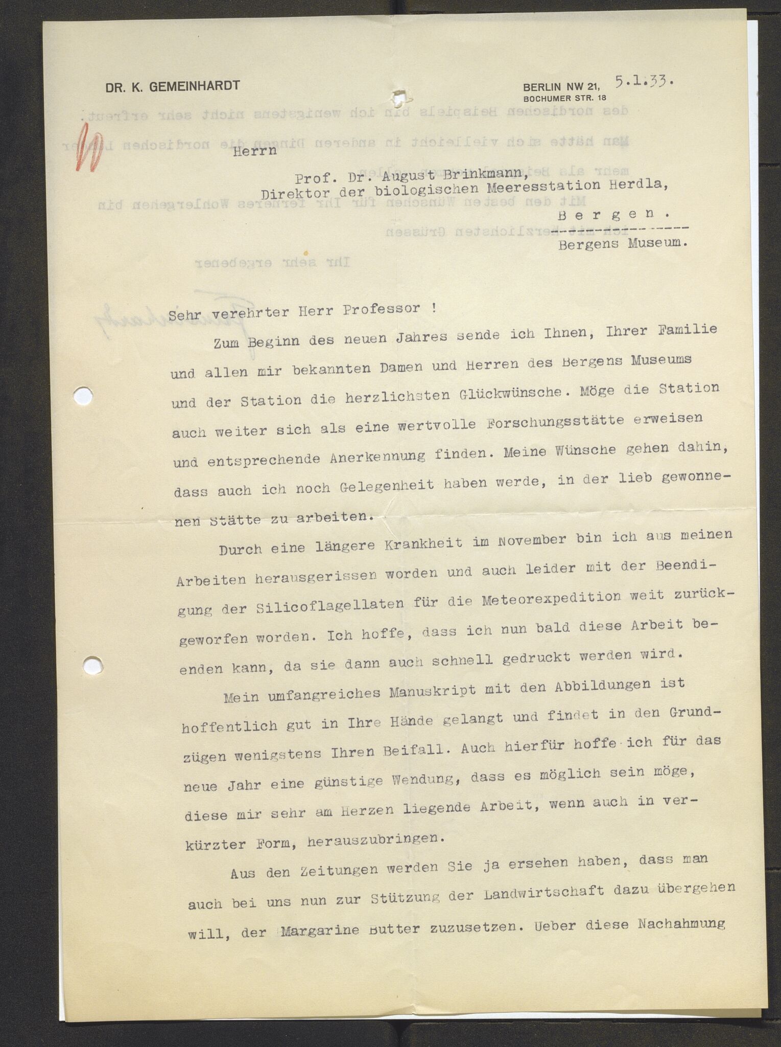 Bergens Museum, AV/SAB-A-17301/13/D/L0002: Korrespondanse , 1928-1940, p. 461