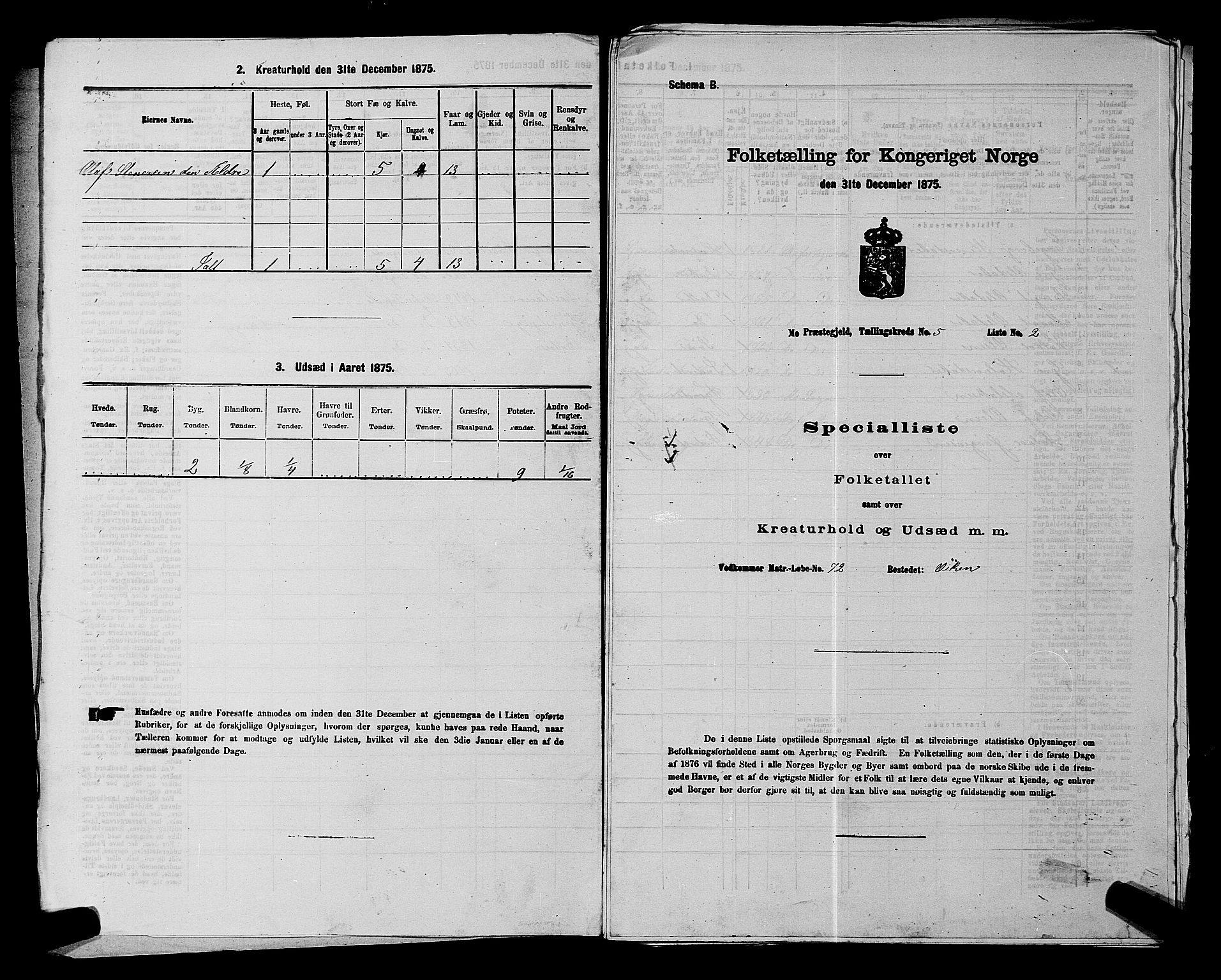 SAKO, 1875 census for 0832P Mo, 1875, p. 405