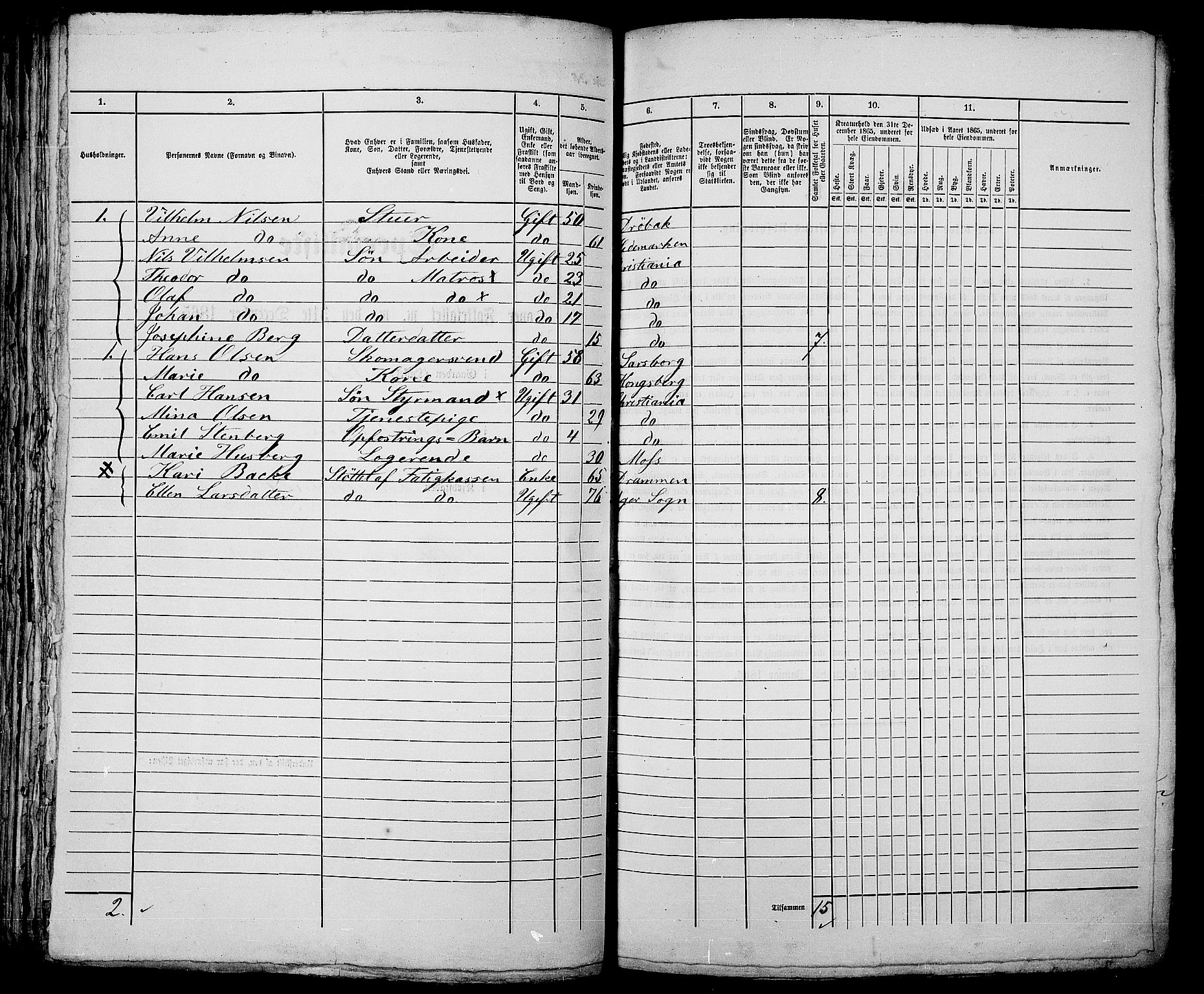 RA, 1865 census for Kristiania, 1865, p. 1305