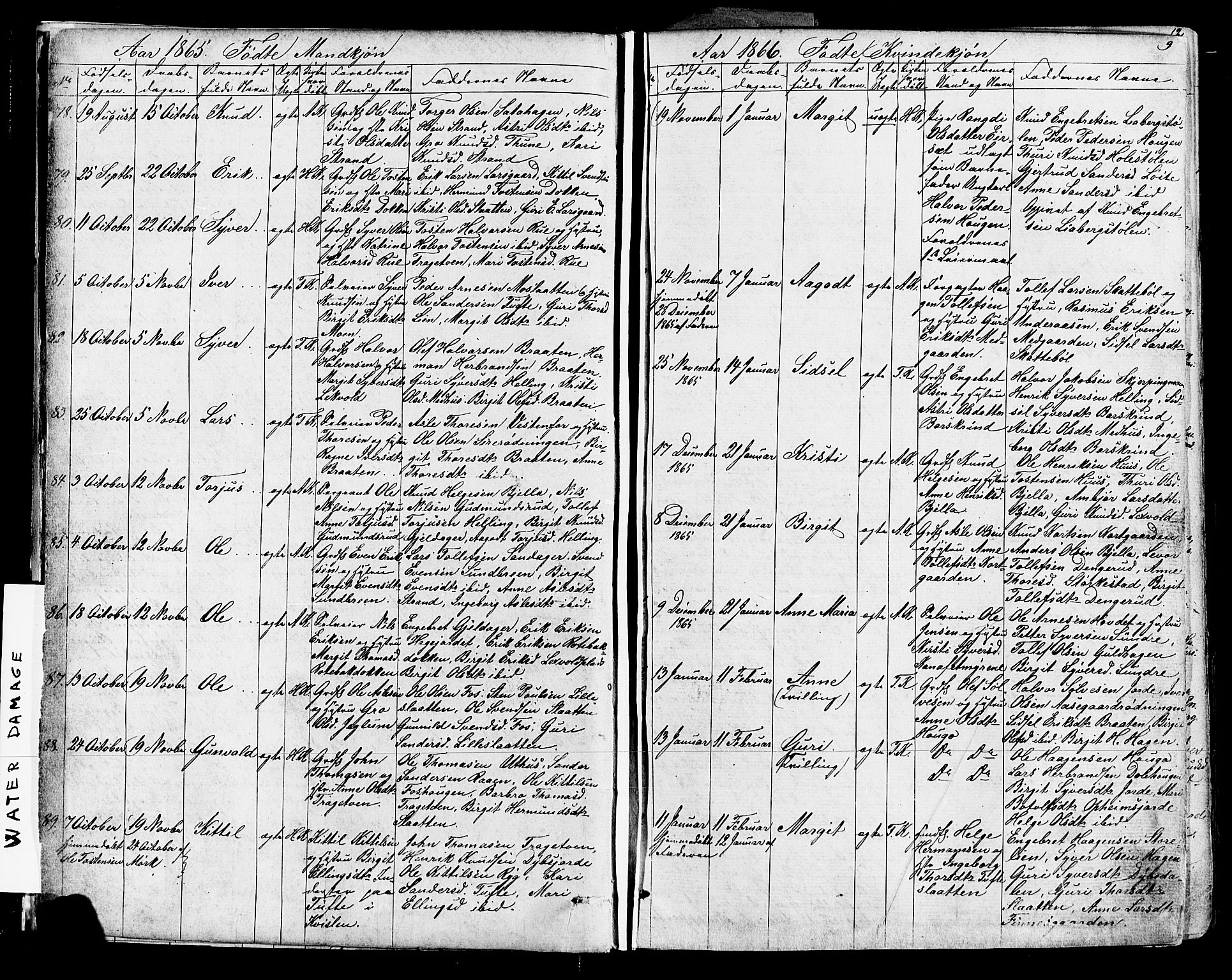 Ål kirkebøker, AV/SAKO-A-249/F/Fa/L0007: Parish register (official) no. I 7, 1865-1881, p. 9