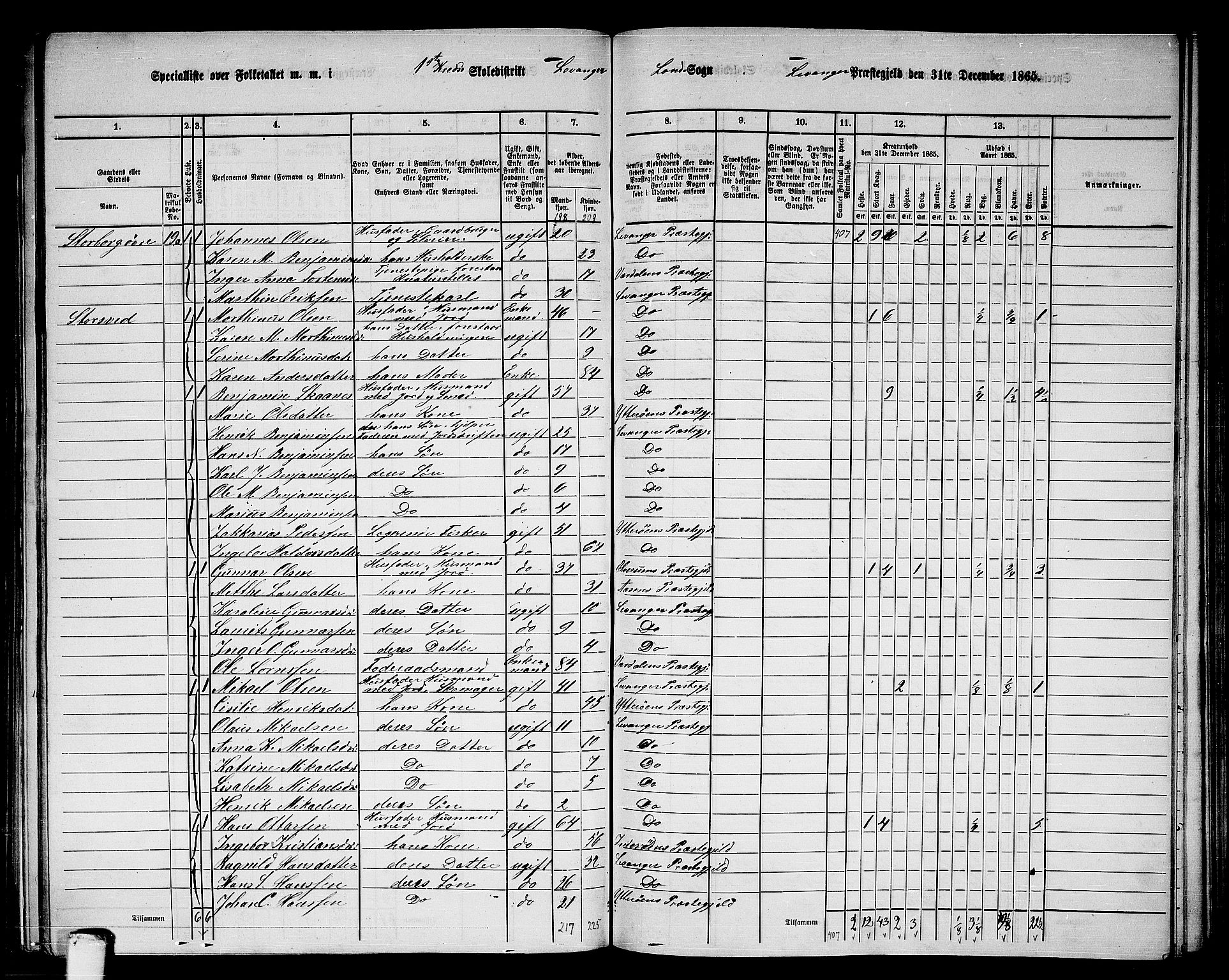 RA, 1865 census for Levanger/Levanger, 1865, p. 20