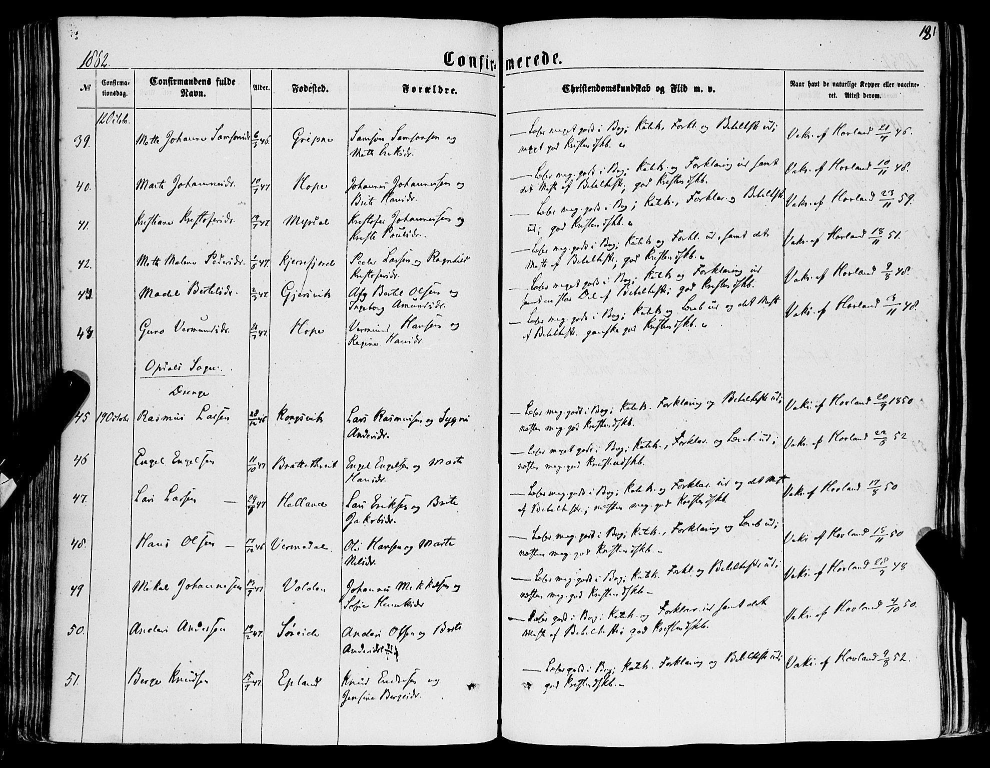 Tysnes sokneprestembete, SAB/A-78601/H/Haa: Parish register (official) no. A 11, 1860-1871, p. 181