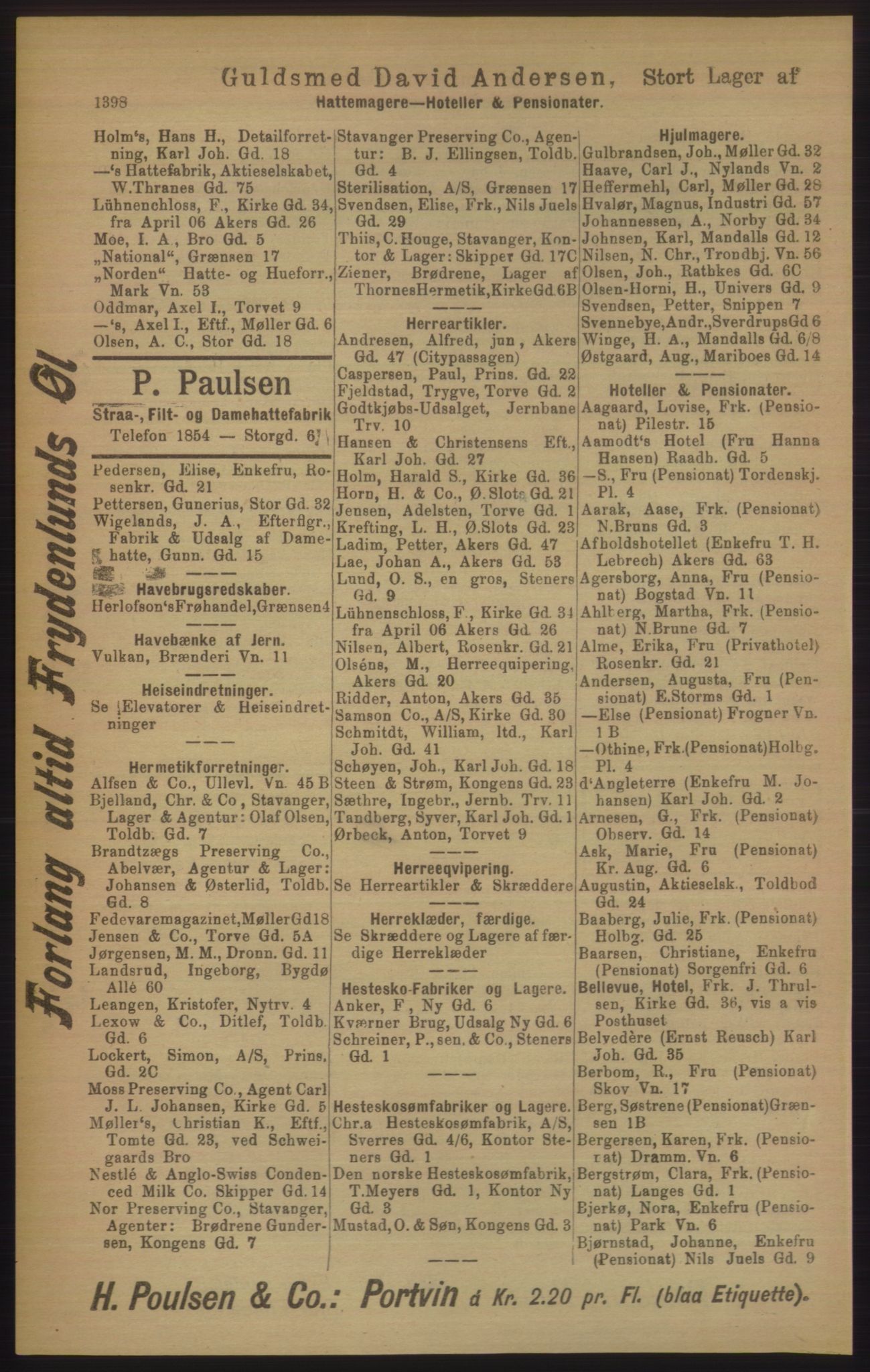 Kristiania/Oslo adressebok, PUBL/-, 1906, p. 1398