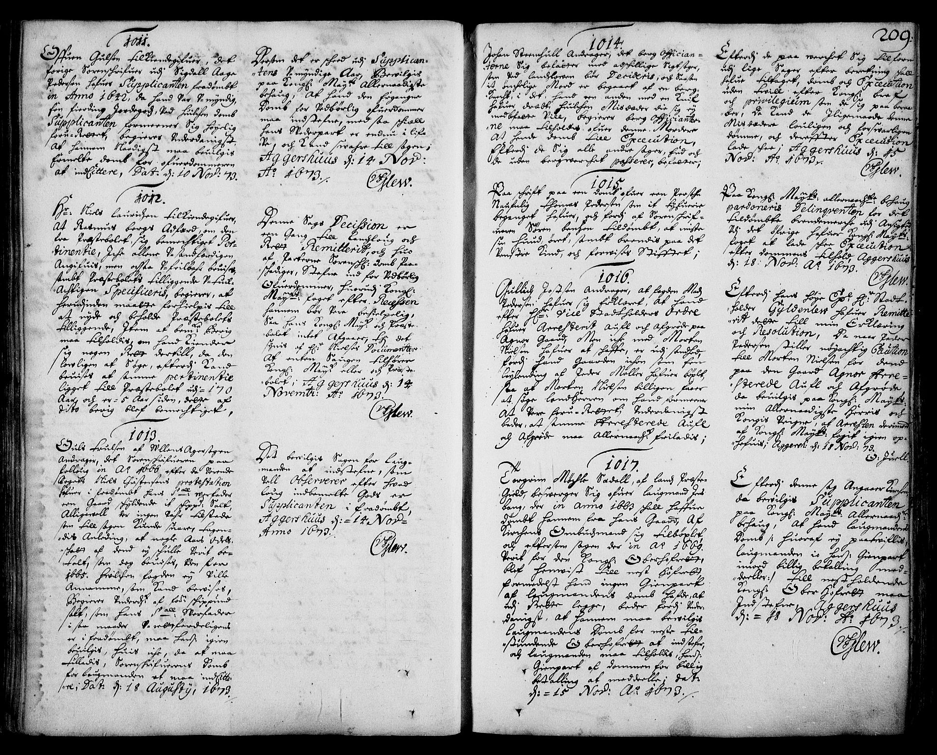 Stattholderembetet 1572-1771, AV/RA-EA-2870/Ad/L0003: Supplikasjons- og resolusjonsprotokoll, 1671-1682, p. 208b-209a
