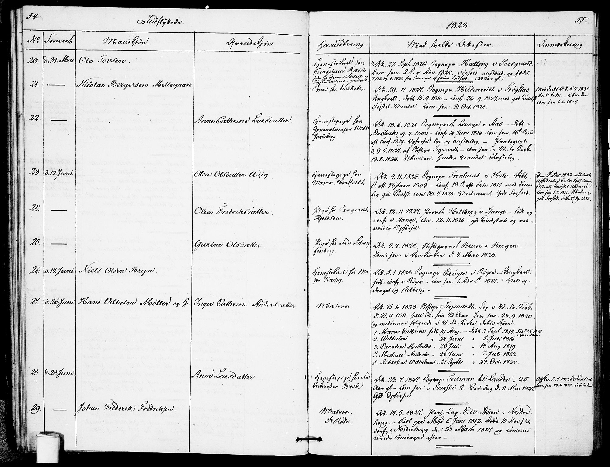 Garnisonsmenigheten Kirkebøker, AV/SAO-A-10846/F/Fa/L0005: Parish register (official) no. 5, 1824-1830, p. 54-55