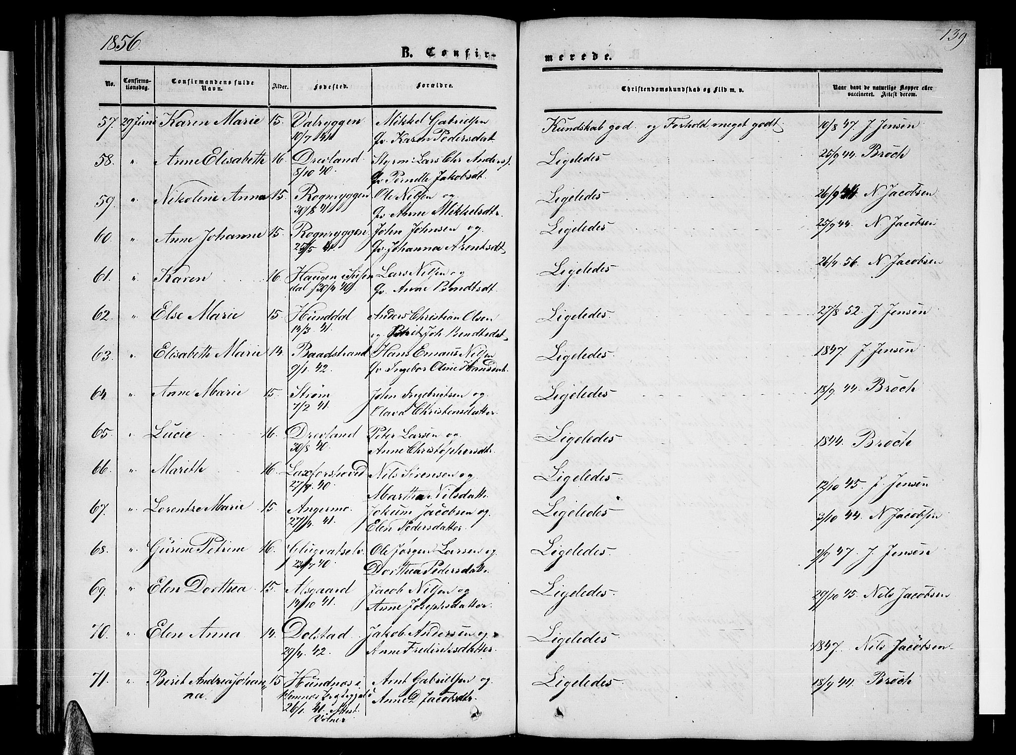 Ministerialprotokoller, klokkerbøker og fødselsregistre - Nordland, AV/SAT-A-1459/820/L0301: Parish register (copy) no. 820C03, 1851-1858, p. 139