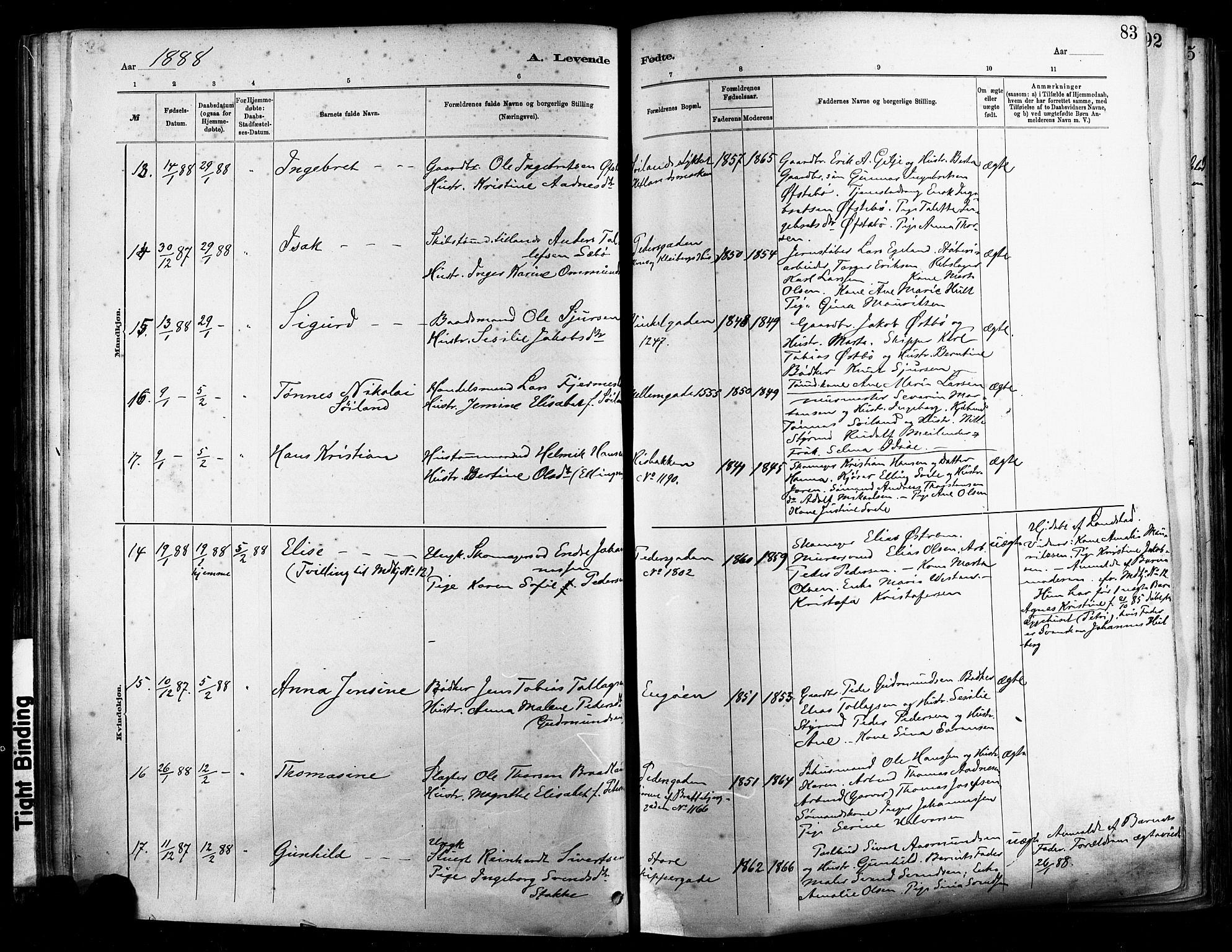 St. Johannes sokneprestkontor, AV/SAST-A-101814/001/30/30BA/L0001: Parish register (official) no. A 1, 1885-1891, p. 83