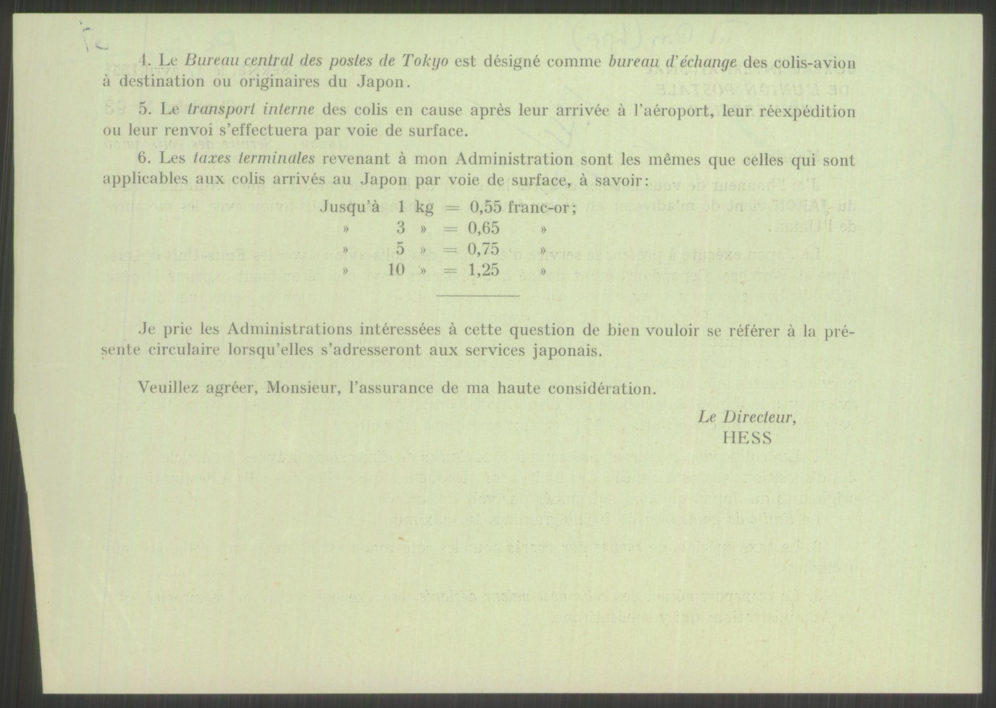 Postdirektoratet, Administrasjonsservice (TSA), RA/S-4783/D/L0095/0002: De forskjellige tjenestegrener / Luftpakkepost, 1947-1965, p. 620