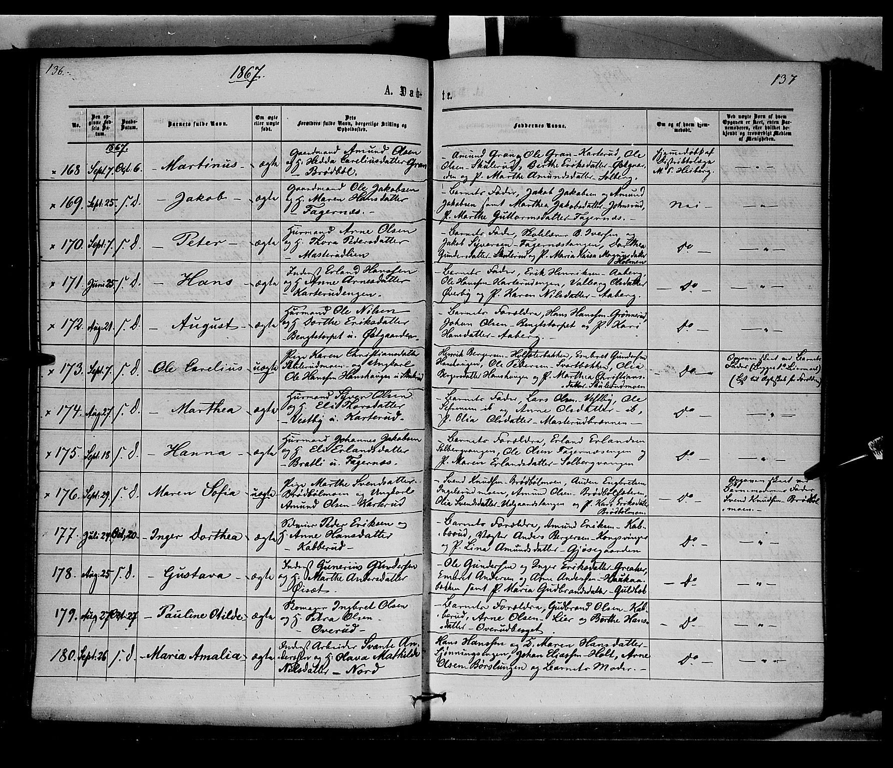 Vinger prestekontor, SAH/PREST-024/H/Ha/Haa/L0011: Parish register (official) no. 11, 1862-1870, p. 137