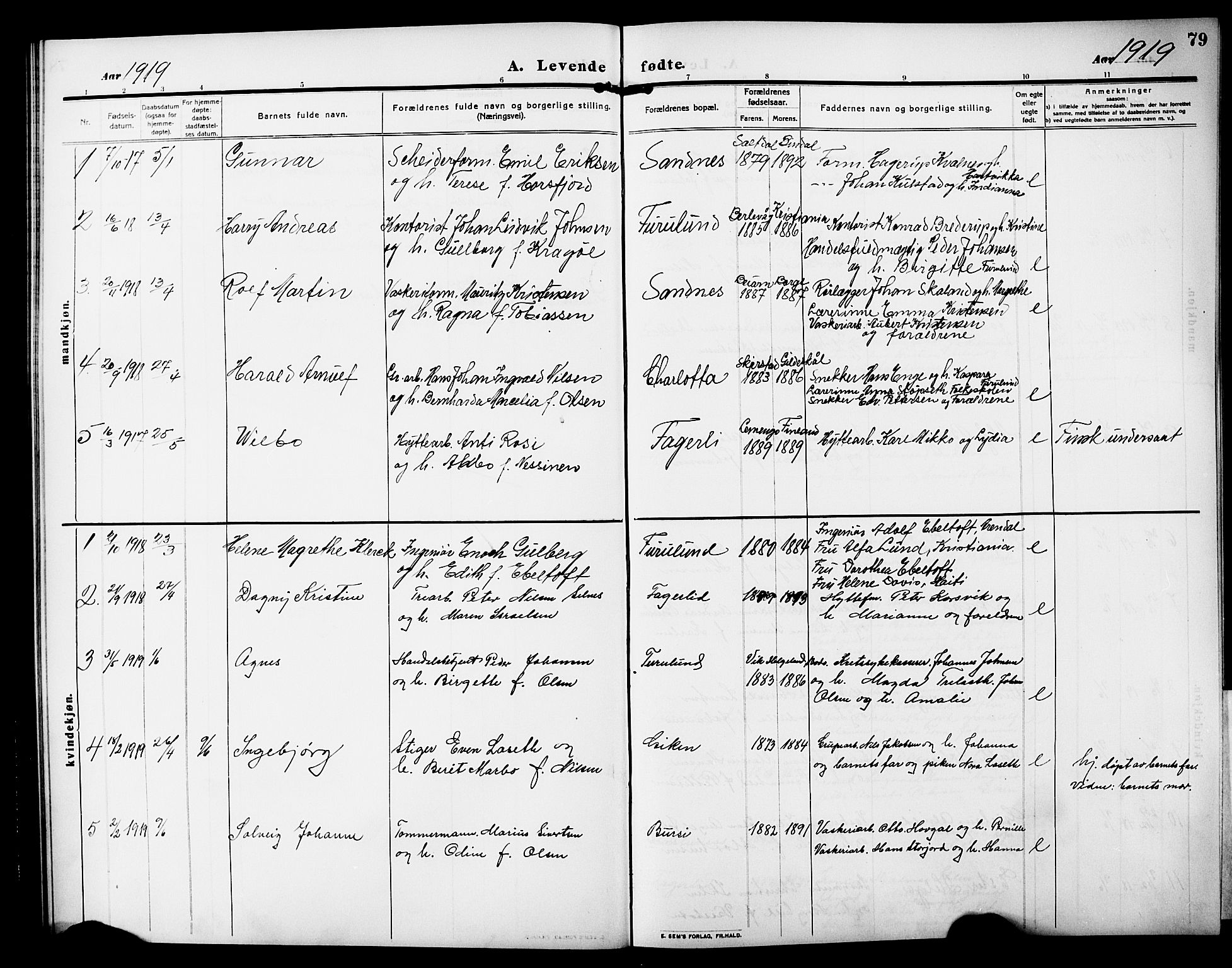 Ministerialprotokoller, klokkerbøker og fødselsregistre - Nordland, AV/SAT-A-1459/850/L0710: Parish register (official) no. 850A02, 1910-1920, p. 79