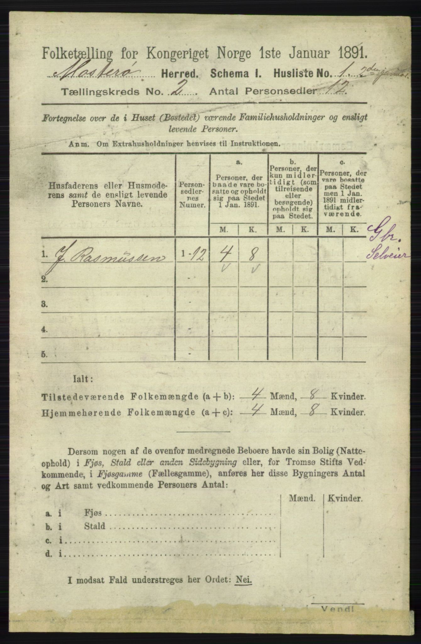 RA, 1891 census for 1143 Mosterøy, 1891, p. 570