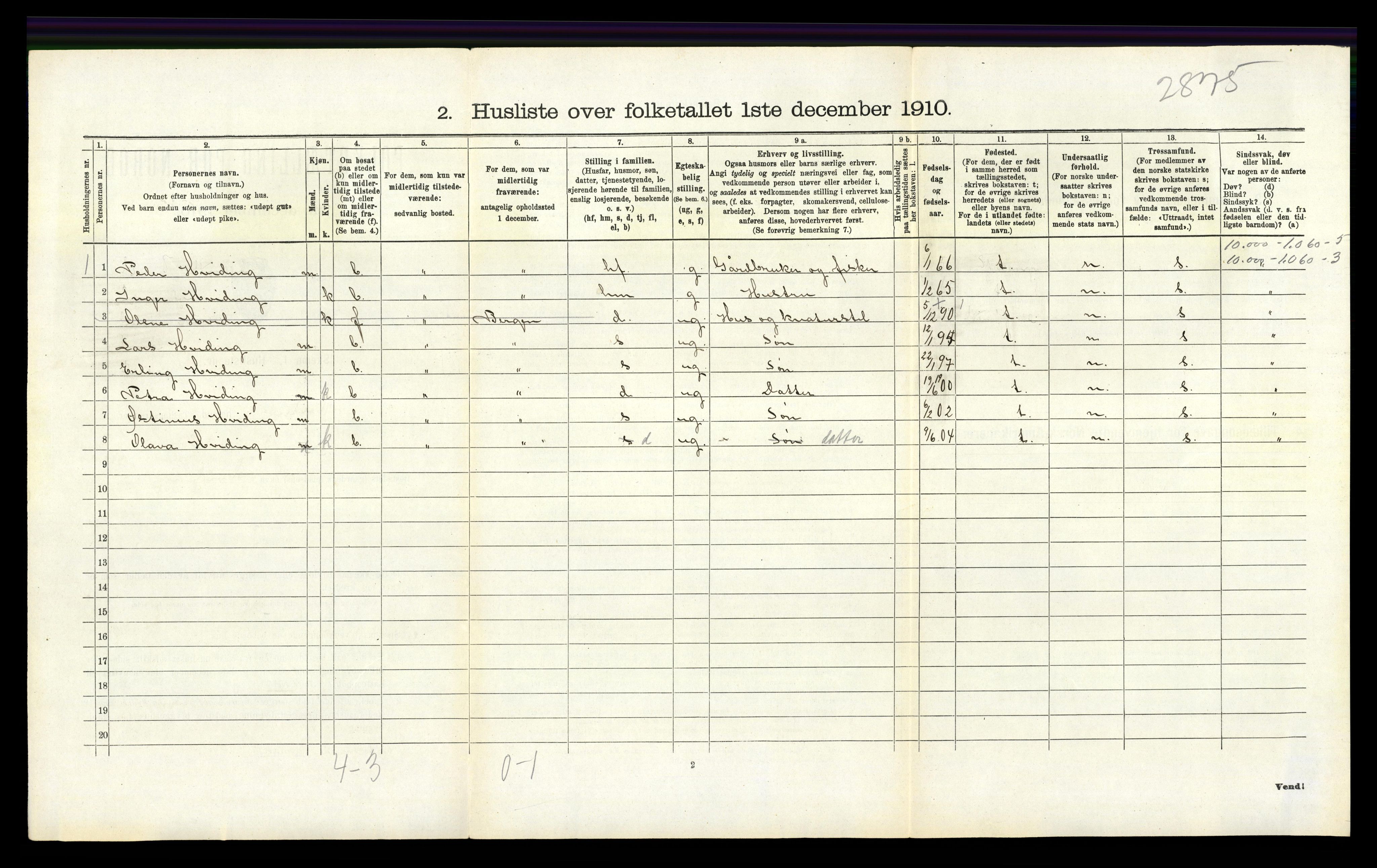 RA, 1910 census for Mosterøy, 1910, p. 286