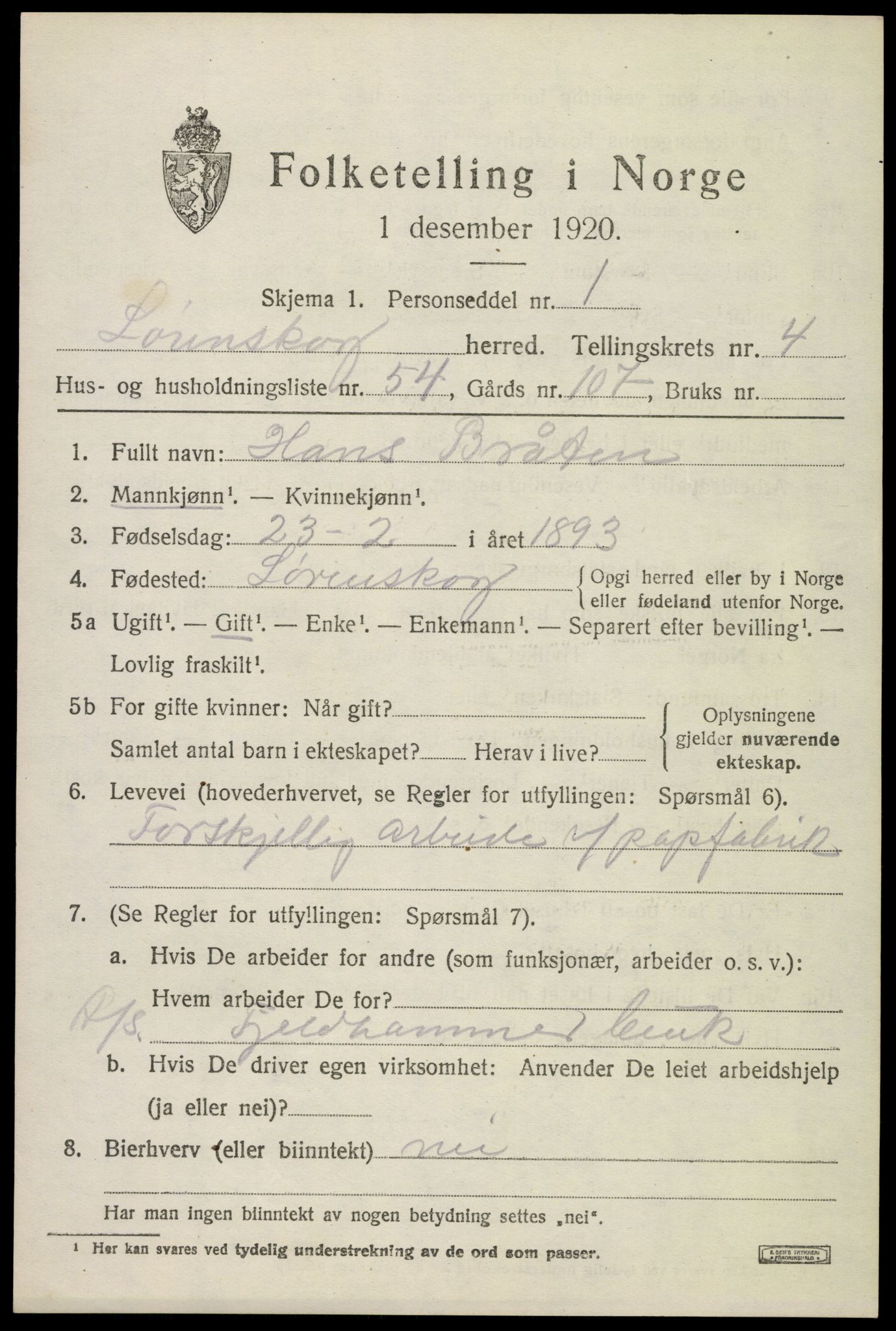 SAO, 1920 census for Lørenskog, 1920, p. 4181