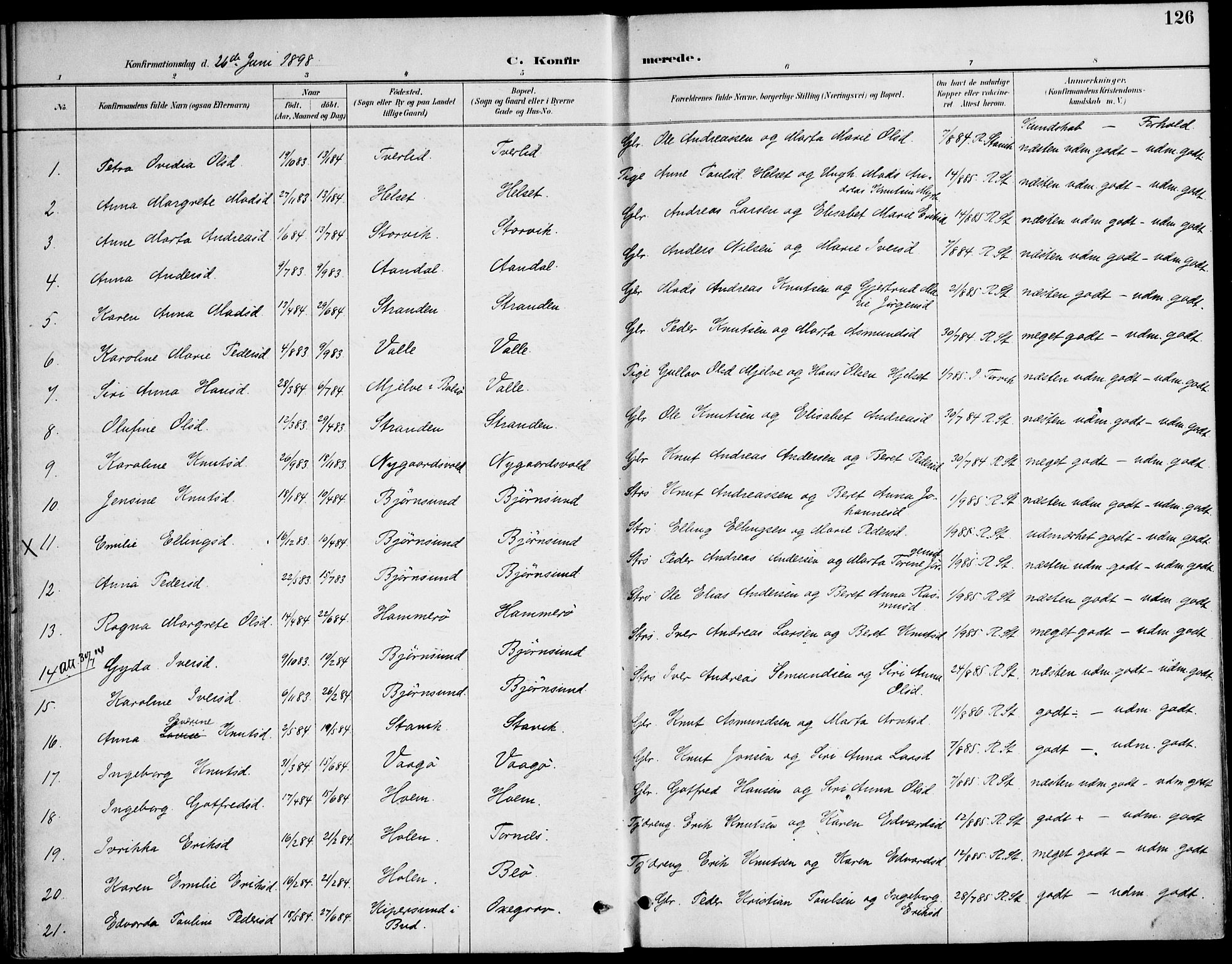 Ministerialprotokoller, klokkerbøker og fødselsregistre - Møre og Romsdal, AV/SAT-A-1454/565/L0750: Parish register (official) no. 565A04, 1887-1905, p. 126