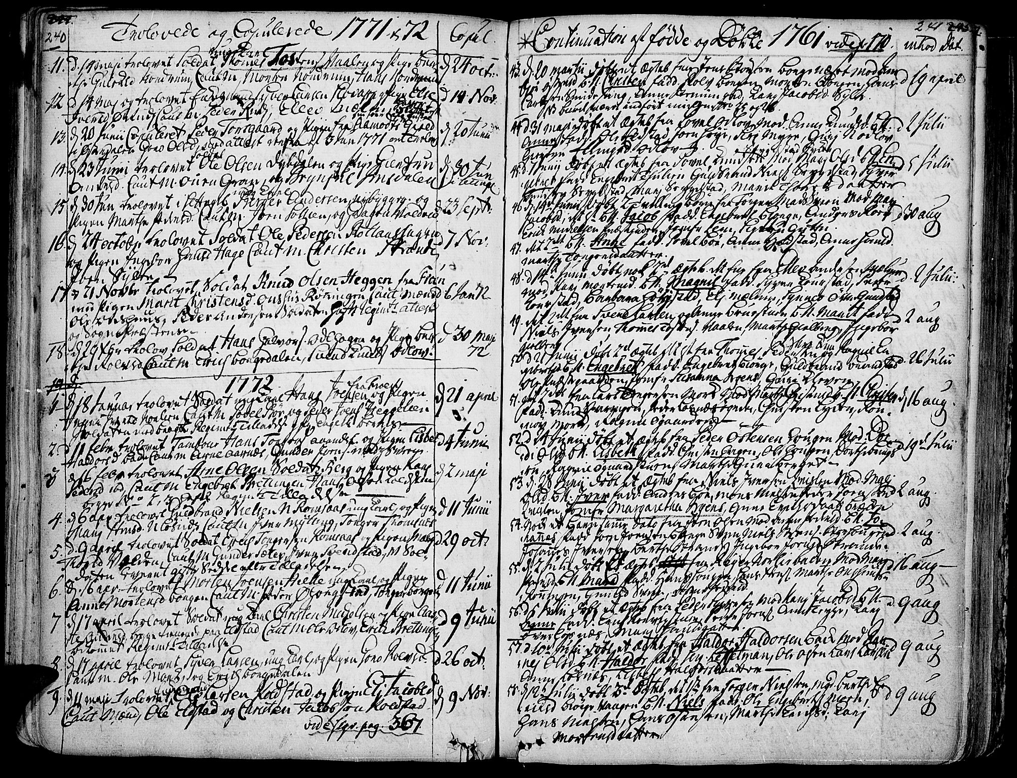 Ringebu prestekontor, AV/SAH-PREST-082/H/Ha/Haa/L0002: Parish register (official) no. 2, 1734-1780, p. 240-241